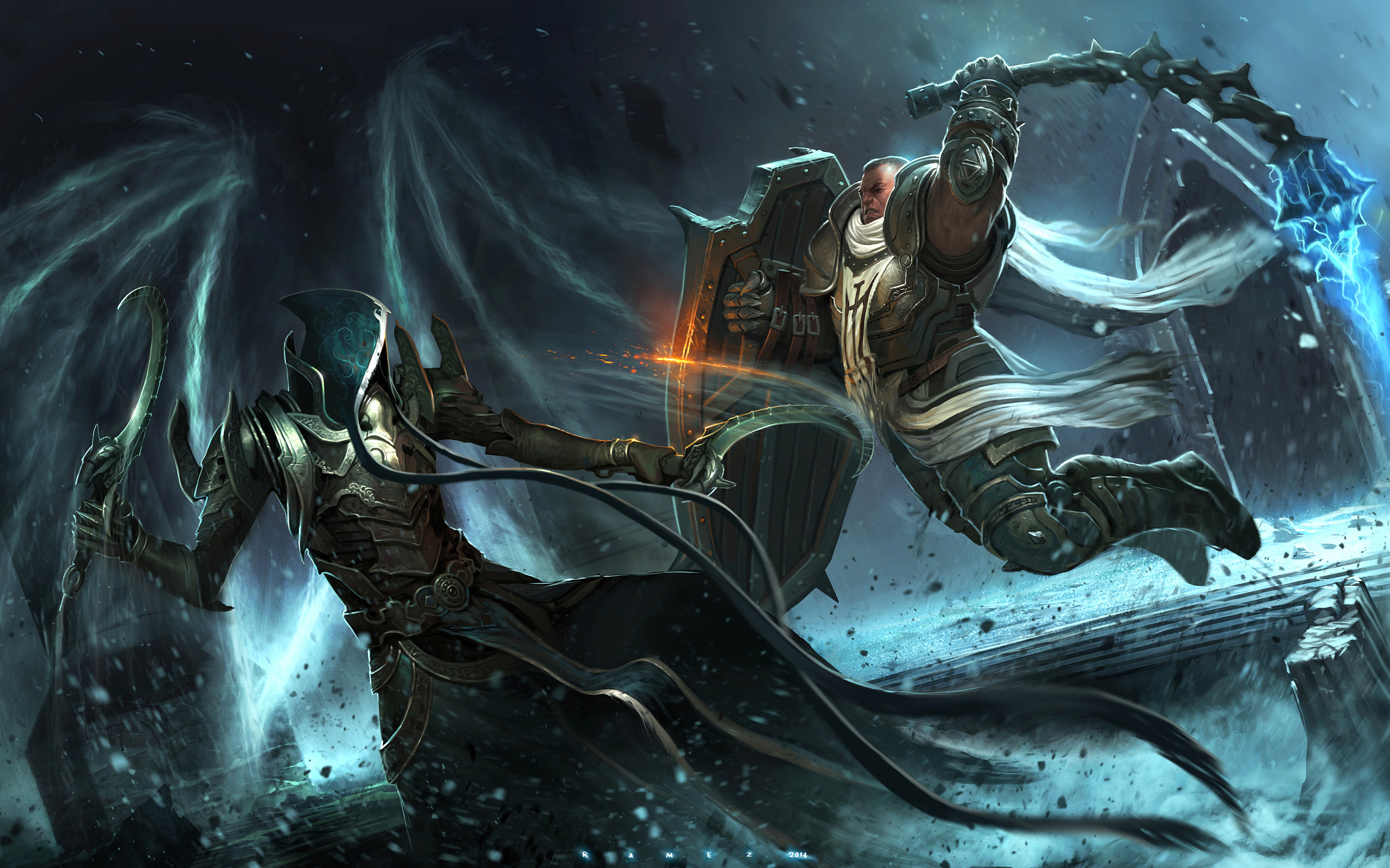 Скачать обои Art, Diablo 3, Warrior, Blizzard Entertainment, Fan Art,  Fanart, Shield, Armor, раздел игры в разрешении 2560x1600