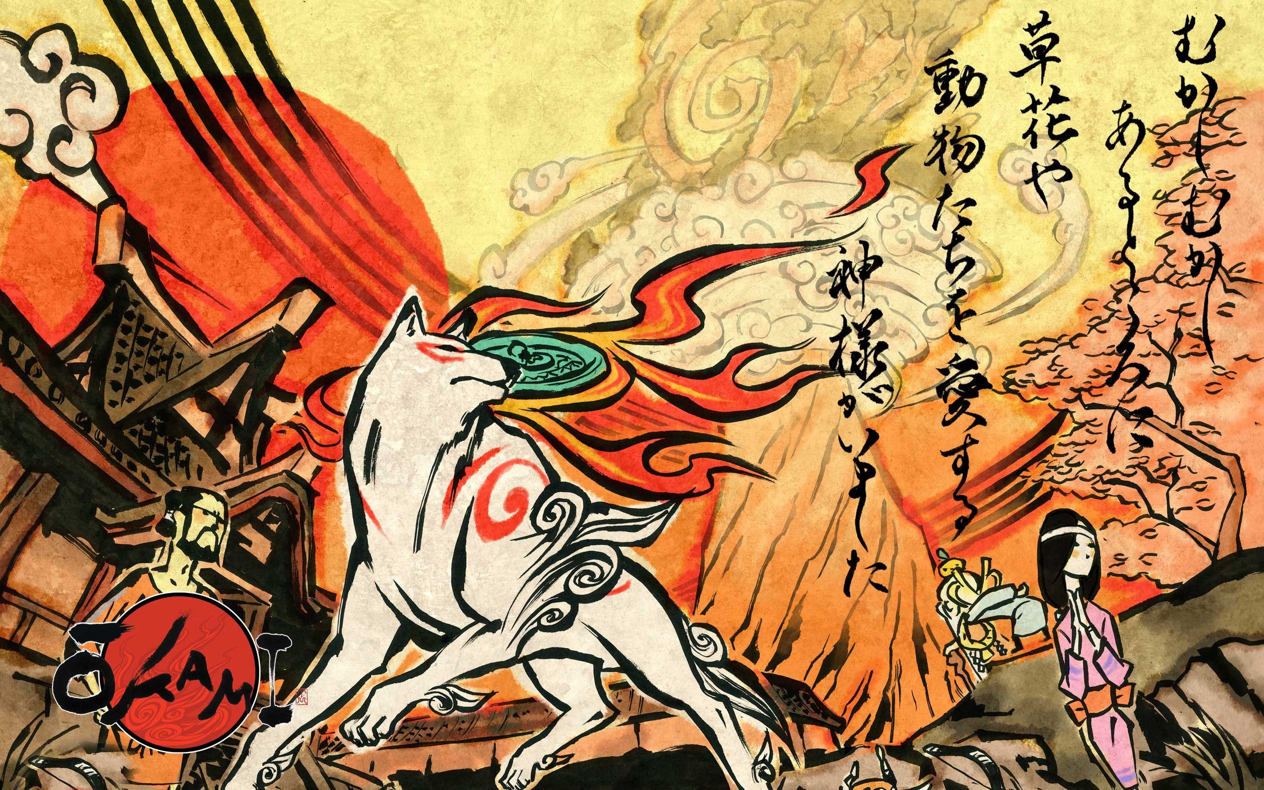 Обои Japan, game, Wii, wolf, asian, japanese, god, PlayStation 3 на телефон  и рабочий стол, раздел игры, разрешение 2560x1600 - скачать