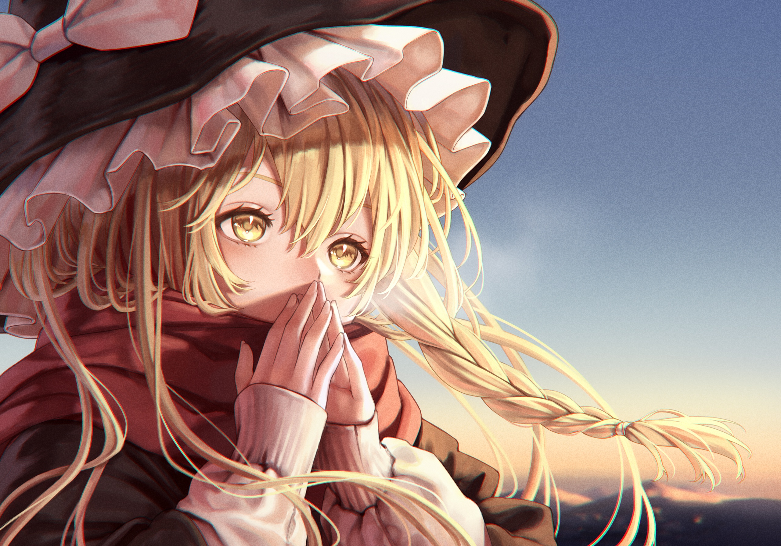 Обои небо, девушка, игра, аниме, Touhou Project, Marisa Kirisame на телефон  и рабочий стол, раздел арт, разрешение 2560x1792 - скачать