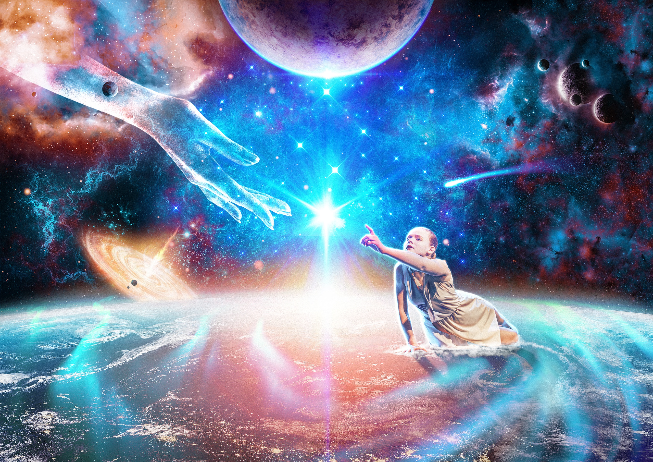Путь среди звезд. Космос эзотерика. Космическая женщина. Бог космоса. Космос планеты Вселенная.