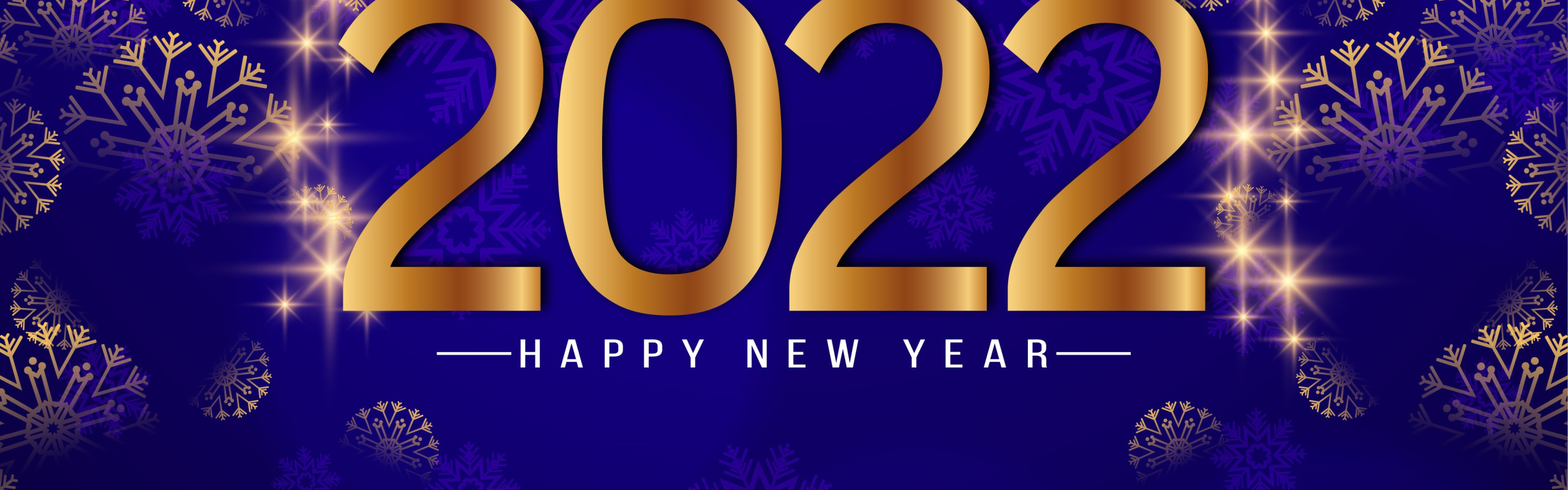 снежинки, золото, цифры, Новый год, golden, new year, happy, синий фон