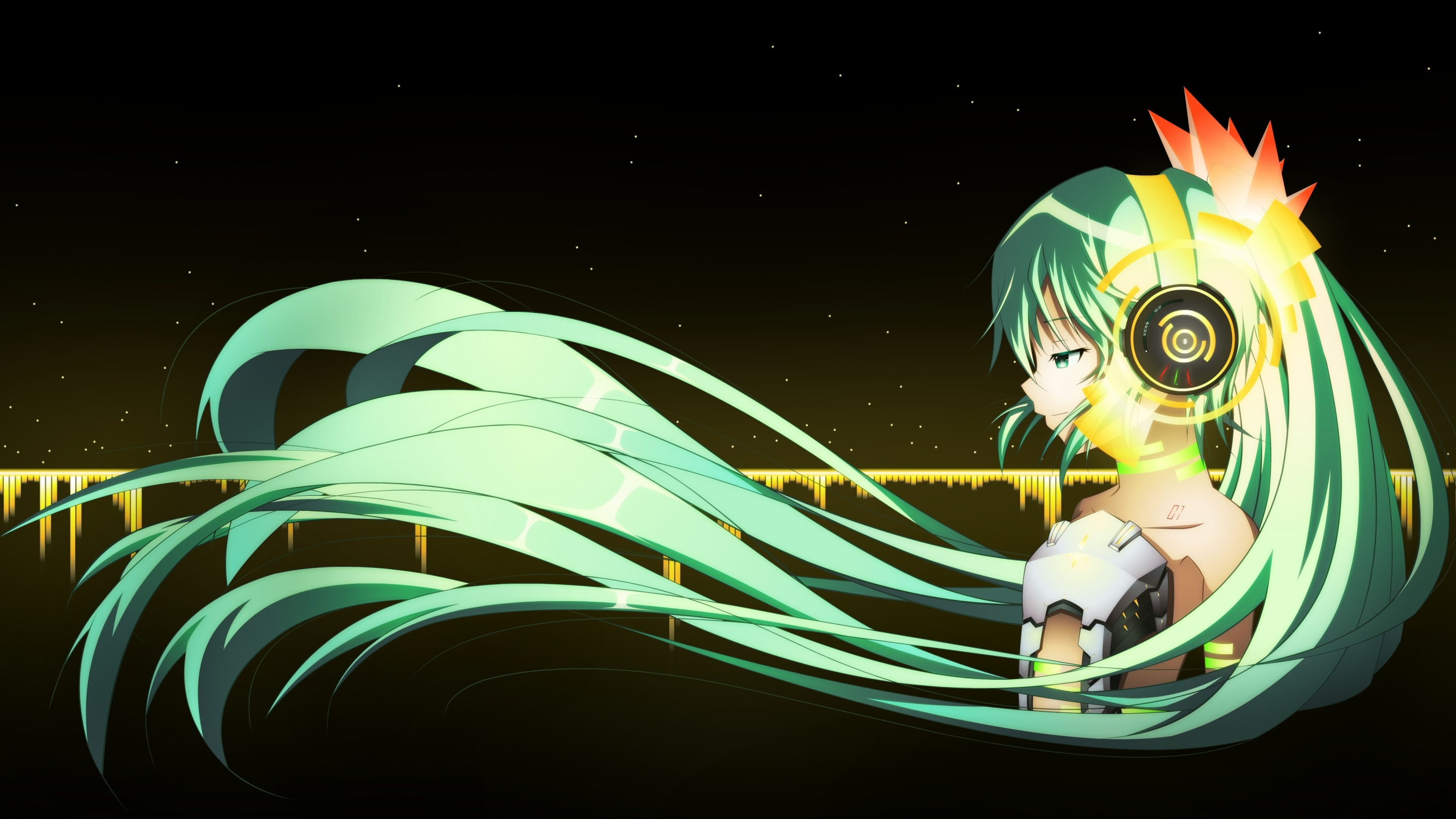 девушка, аниме, наушники, арт, vocaloid, hatsune miku