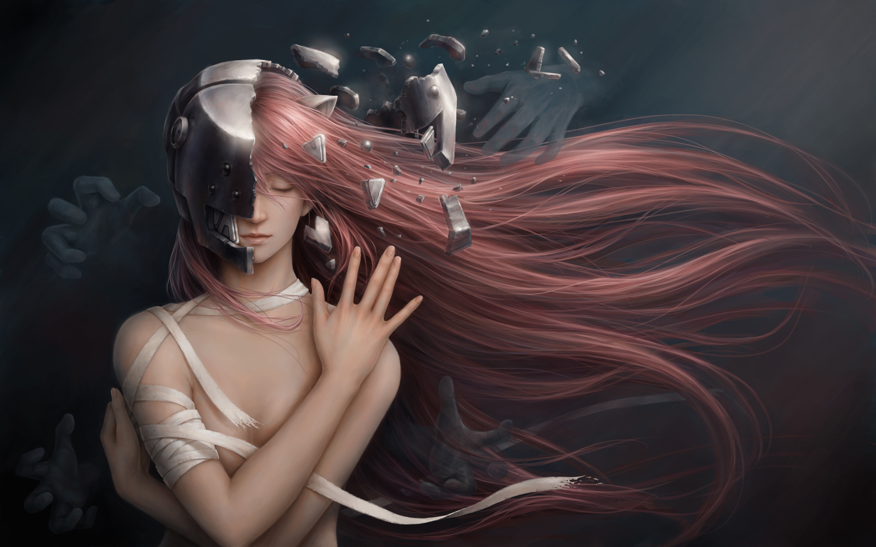 Обои девушка, аниме, Эльфийская песнь, Elfen Lied, art, Lucy, красные  волосы, Jason Peng на телефон и рабочий стол, раздел сэйнэн, разрешение  2800x1750 - скачать