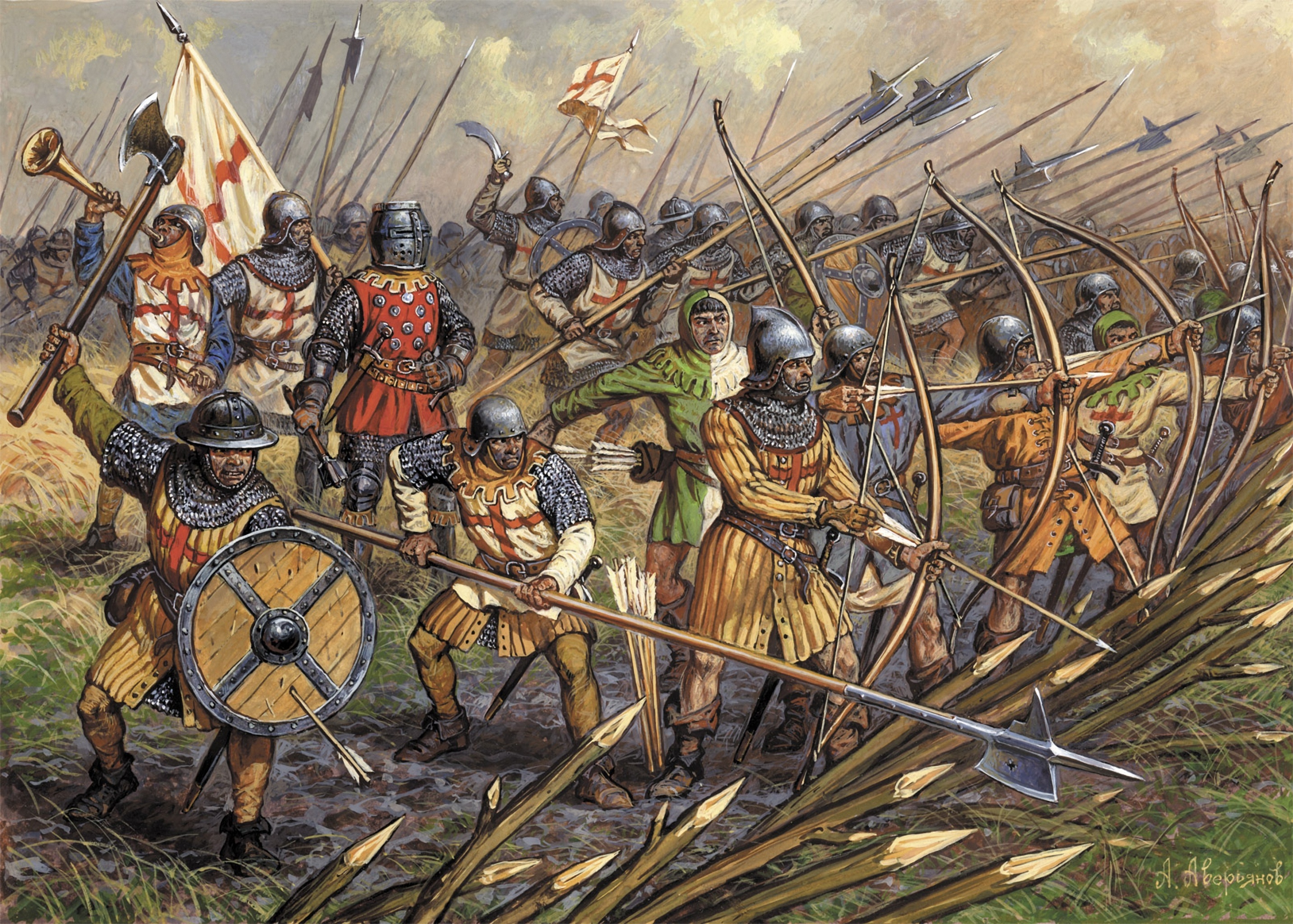 4 век 10 год. Битва при Азенкуре 1415. Креси 1346 битва.