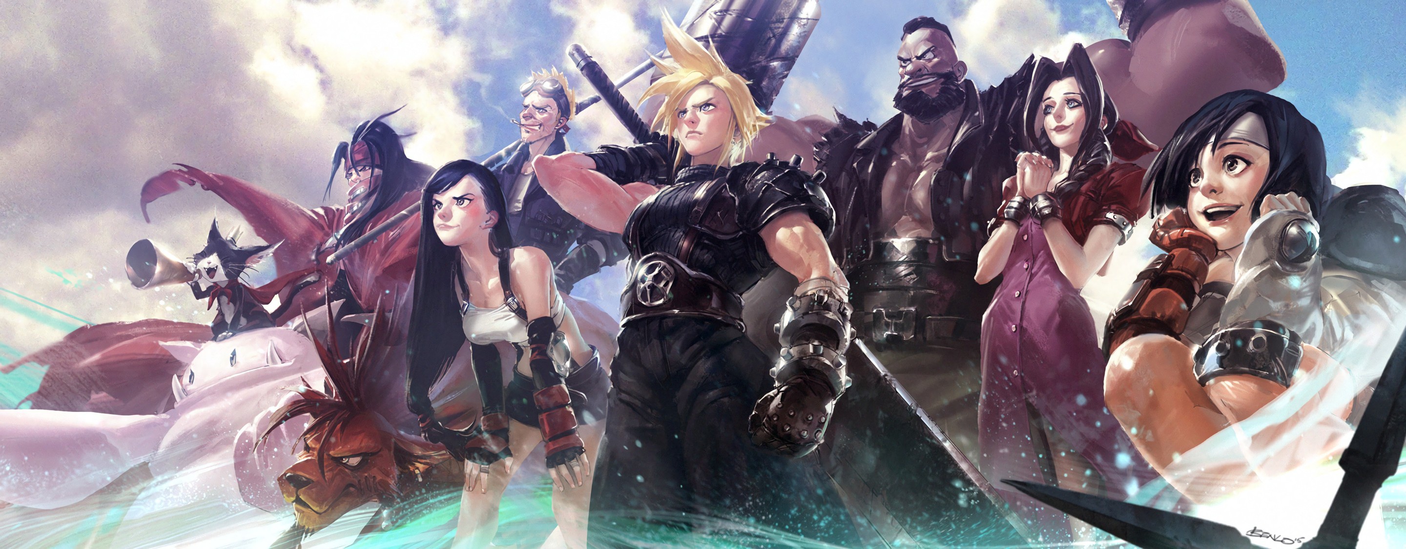 Фф трое. Ff7 Art. Final Fantasy VII Art. Ff7 Remake Art. Final Fantasy 7 арты.