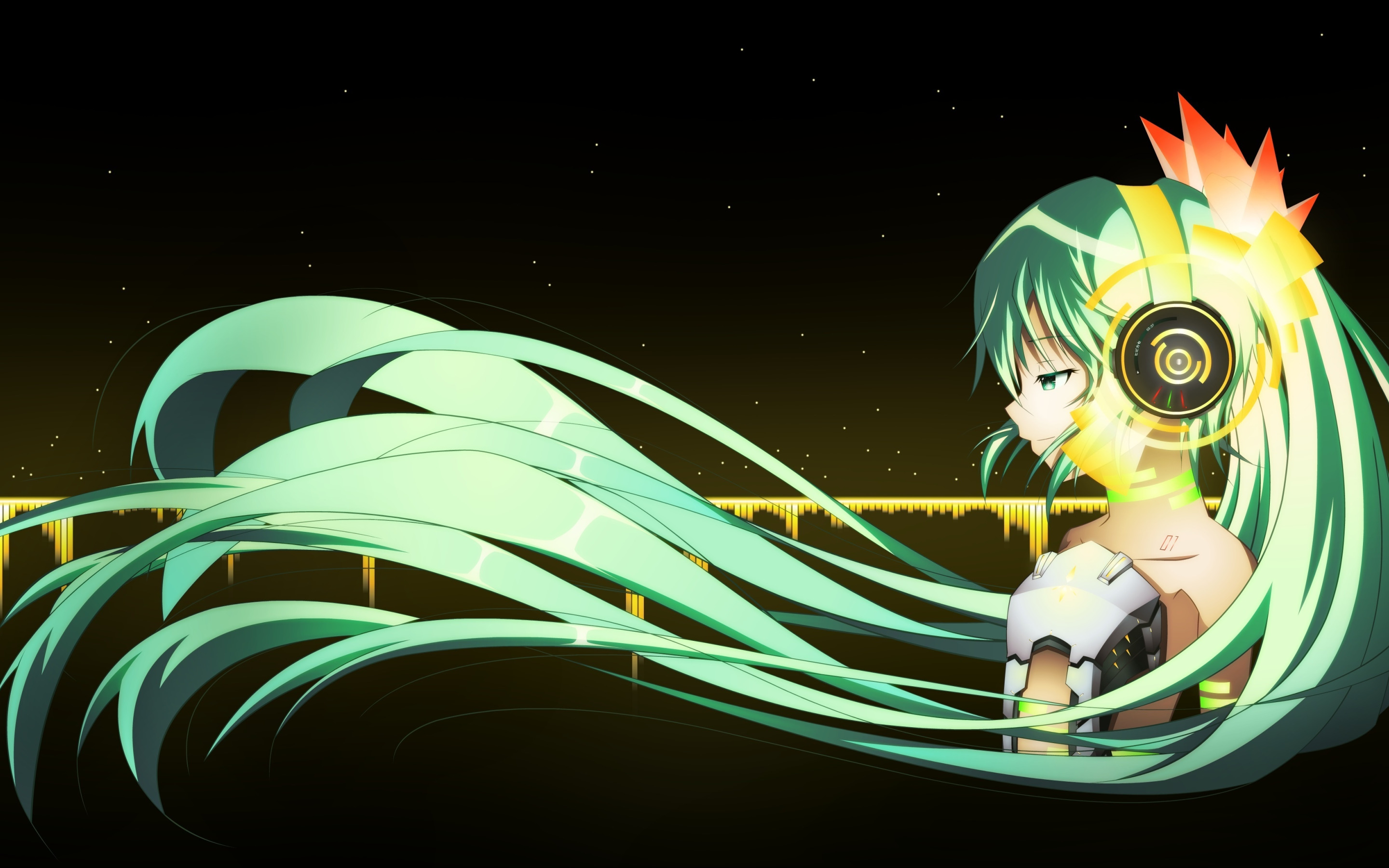 девушка, аниме, наушники, арт, vocaloid, hatsune miku