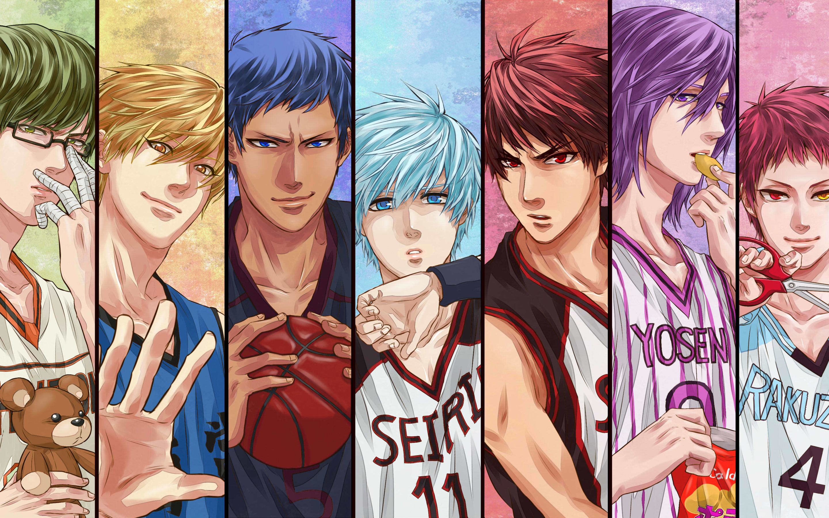 Скачать обои спорт, аниме, баскетболисты, Atsushi Murasakibara, Tetsuya  Kuroko, Daiki Aomine, Kuroko no Basket, Shintaro Midorima, раздел прочее в  разрешении 2880x1800