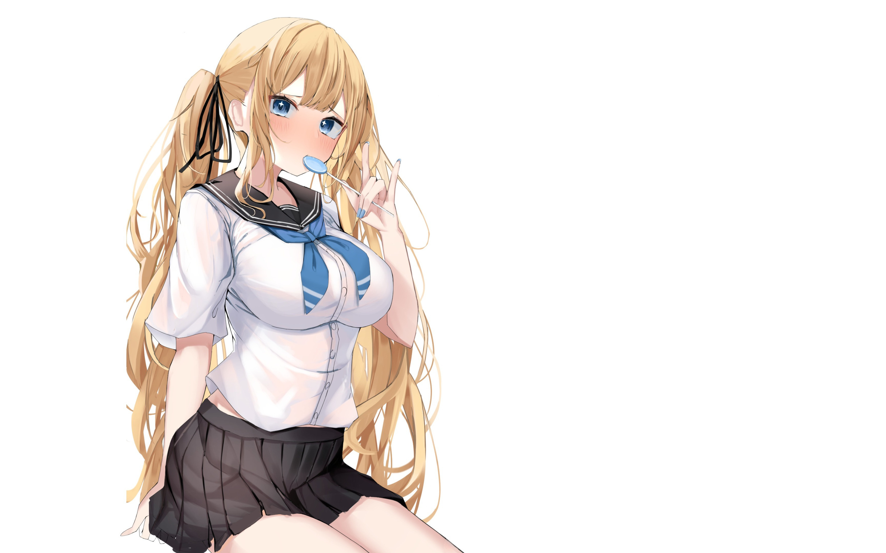 Скачать обои sexy, Anime, boobs, pretty, skirt, uniform, school girl,  раздел сэйнэн в разрешении 2880x1800