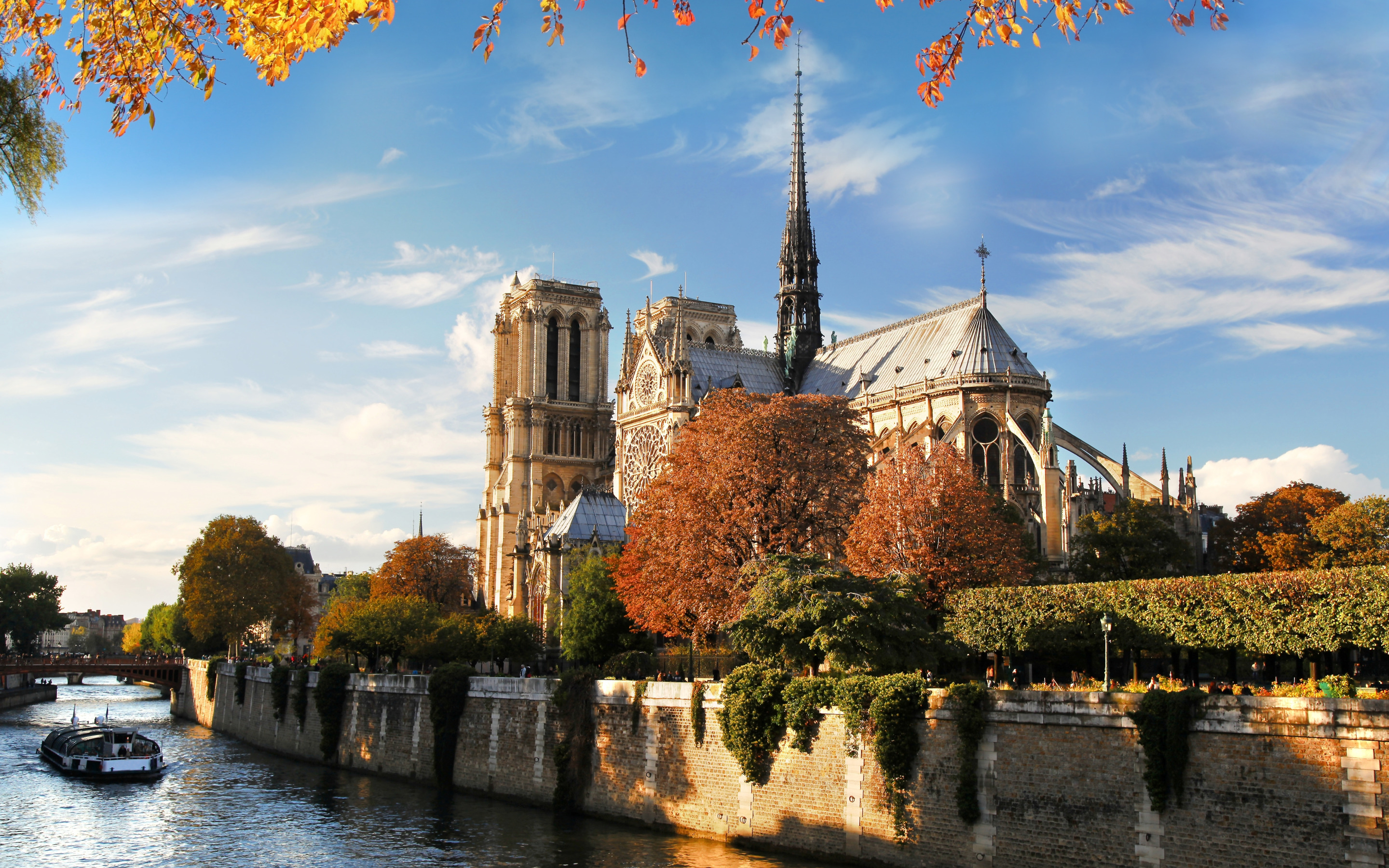 Осень в Париже Нотр дам.