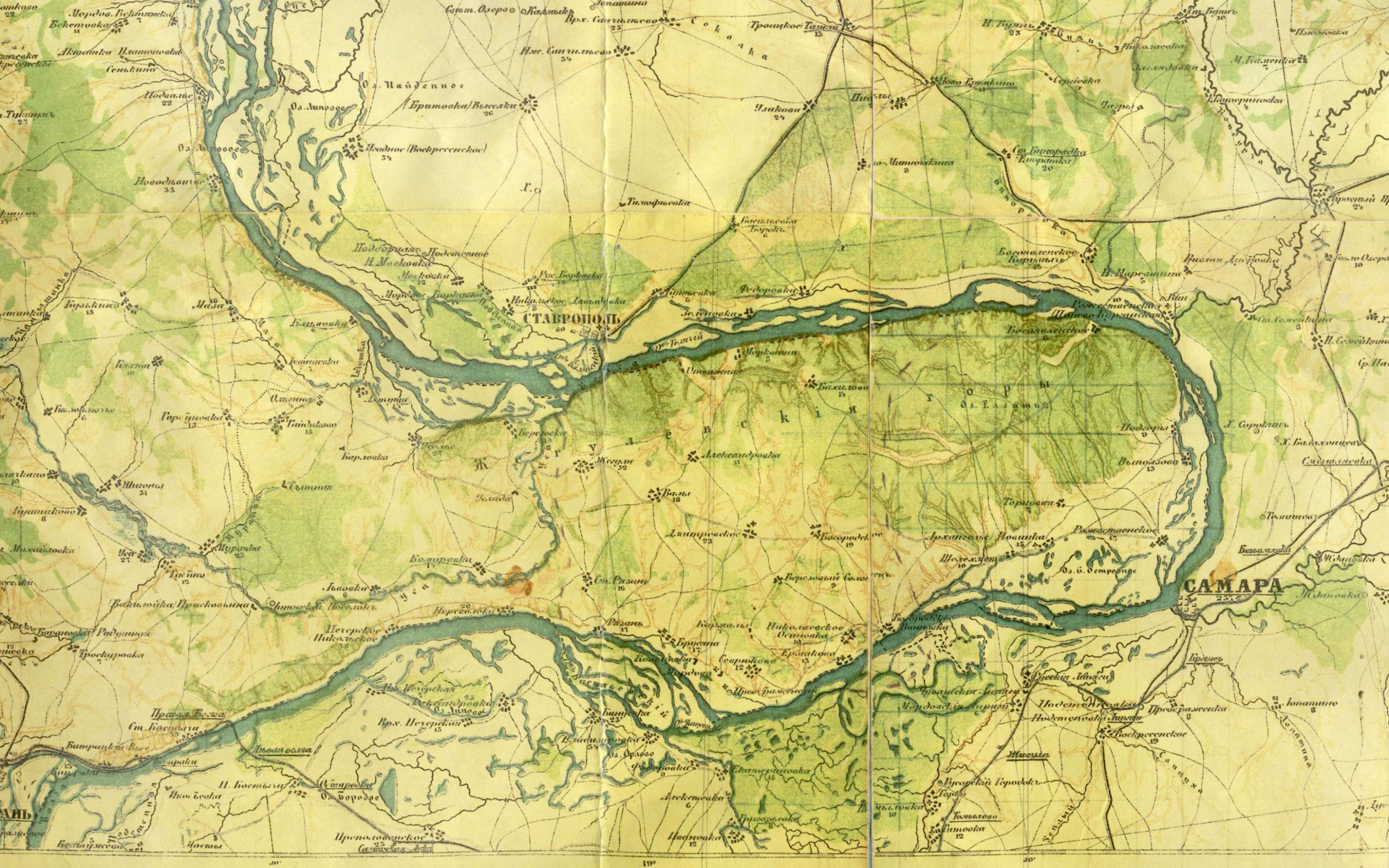 Где русло волги. Карта Самарской Луки до затопления. Карта Ставрополя на Волге до затопления.