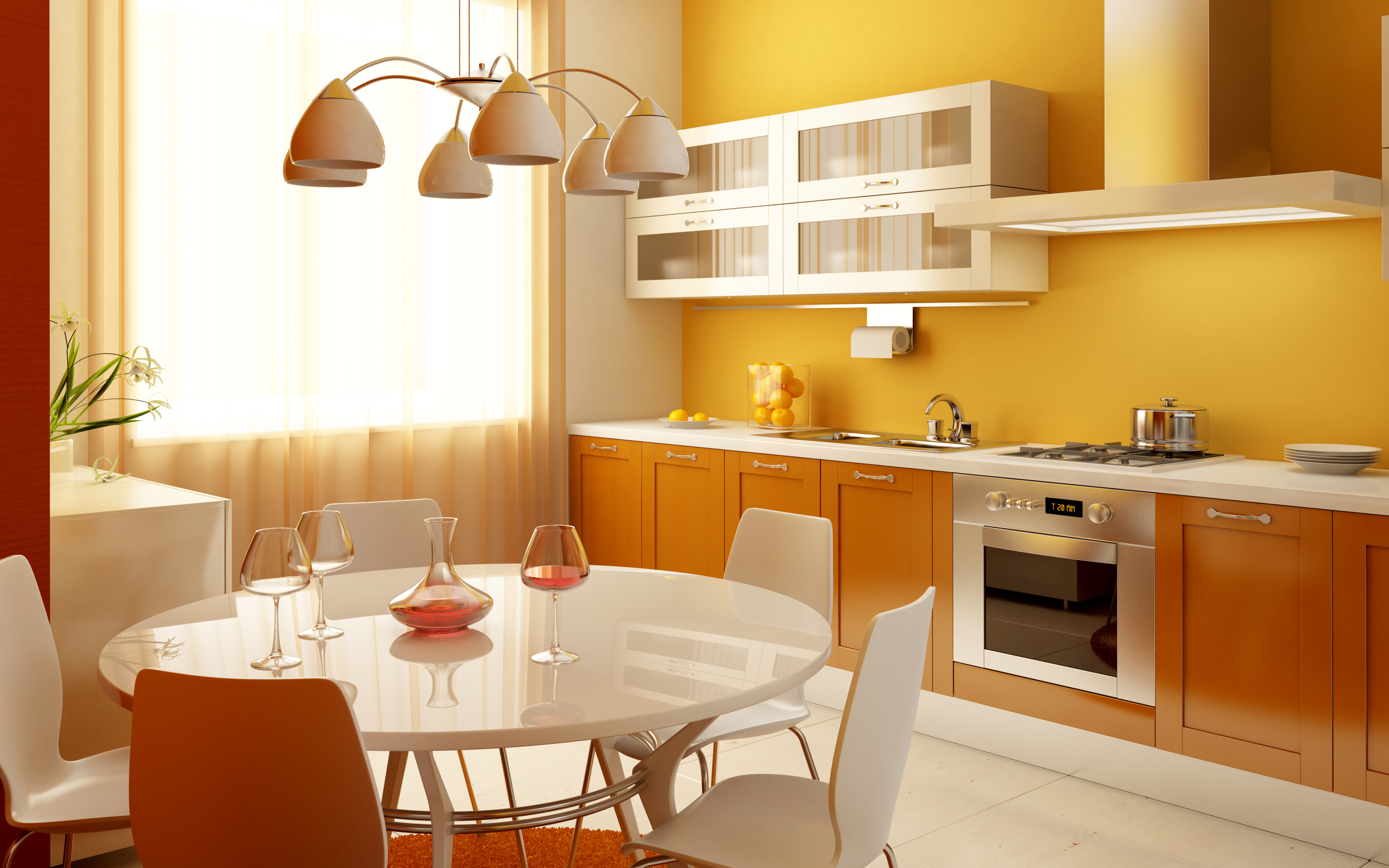 Полненькие кухни. Интерьер кухни. Оранжевые стены на кухне. Красивый интерьер кухни. Красивые цвета кухни.