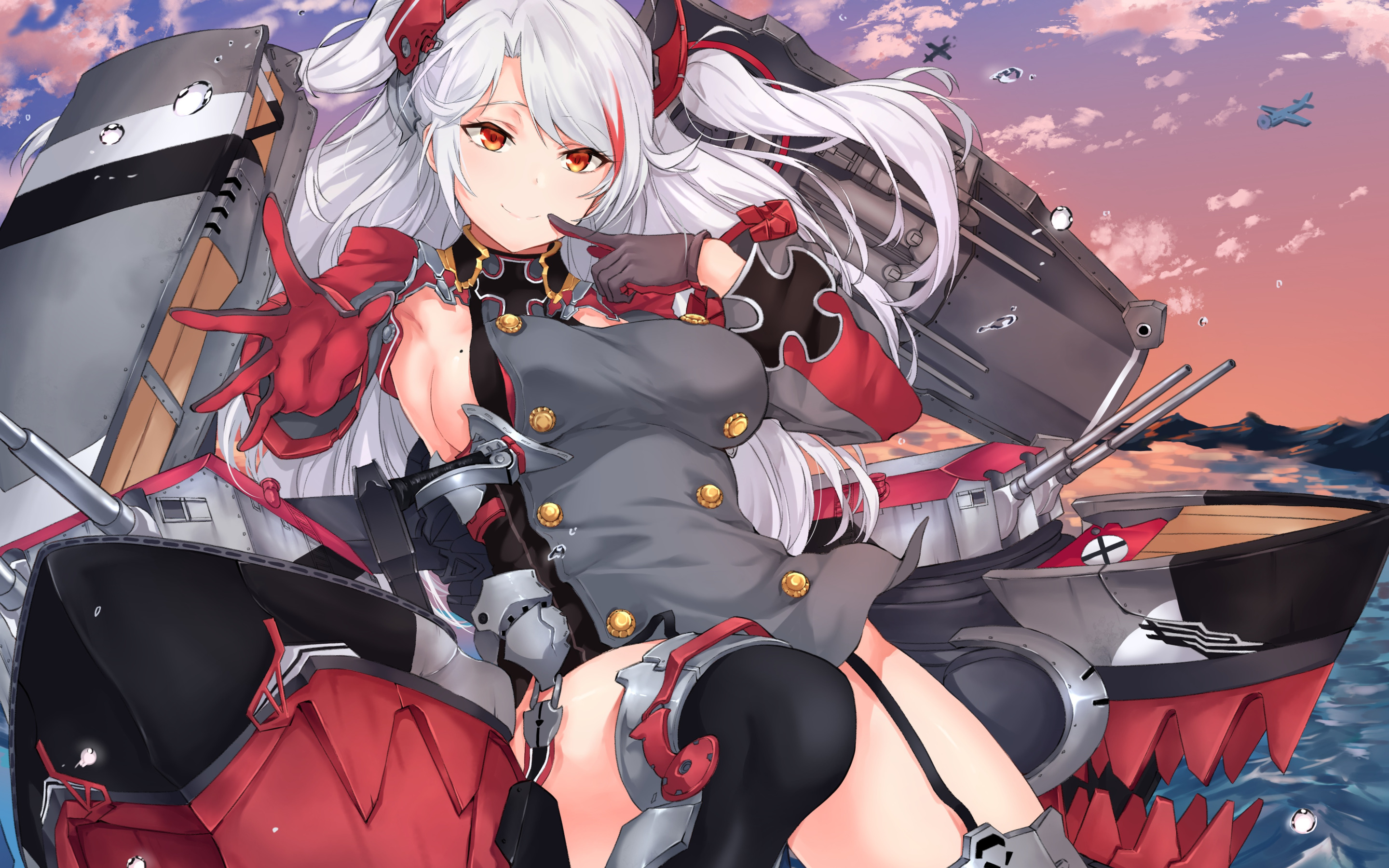 Скачать обои Девушка, Оружие, Azur Lane, раздел сёнэн в разрешении 2880x180...