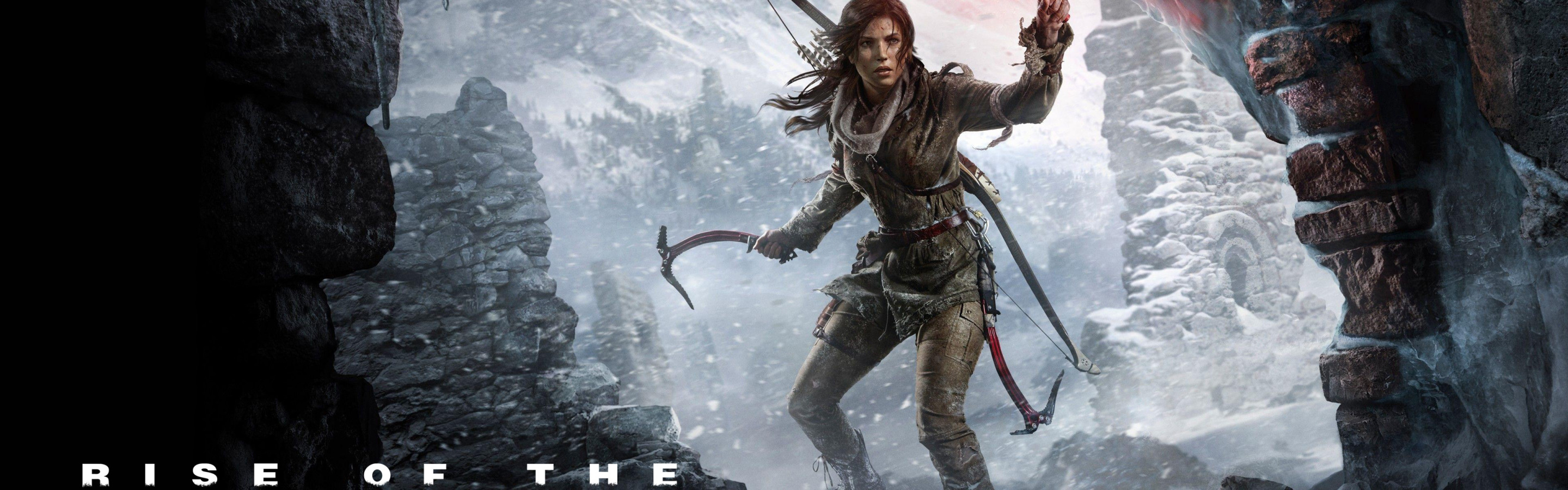 Скачать обои lara croft, rise, cave, lara, croft, tomb rider, Rise of the  tomb rider, tomb rider 2, раздел игры в разрешении 2880x900