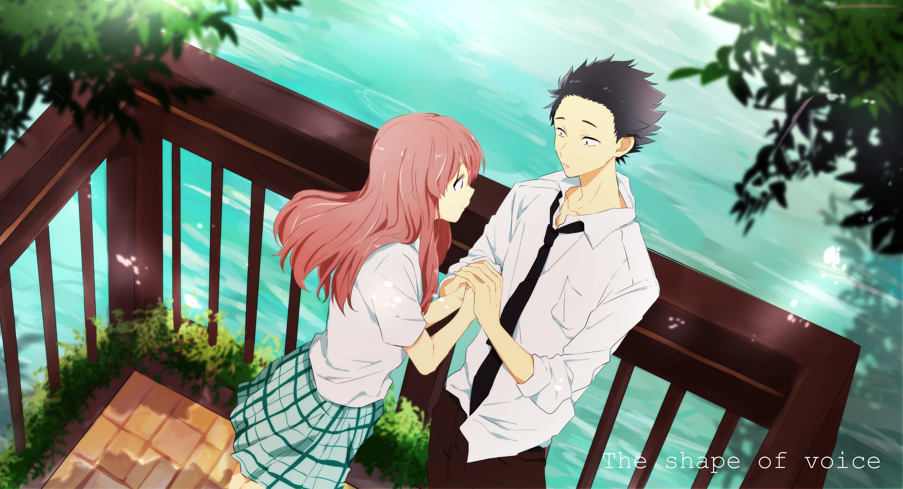 Скачать обои романтика, пара, Аниме, двое, 2016, Koe no Katachi, A Silent  Voice, Форма Голоса, раздел сёнэн в разрешении 2946x1596