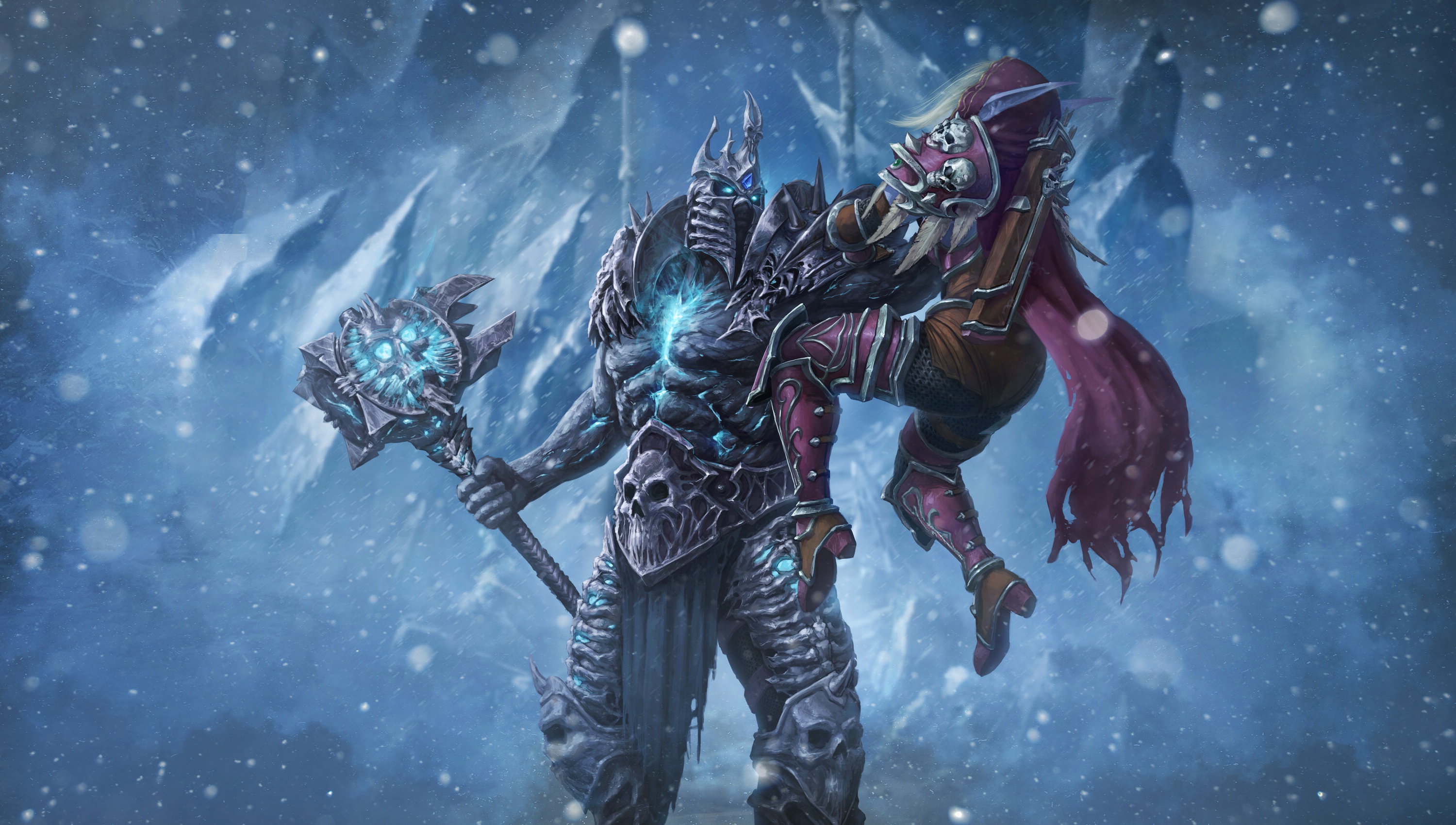 Скачать Обои Зима, Снег, WOW, Lich King, Blizzard, Art, Paladin.