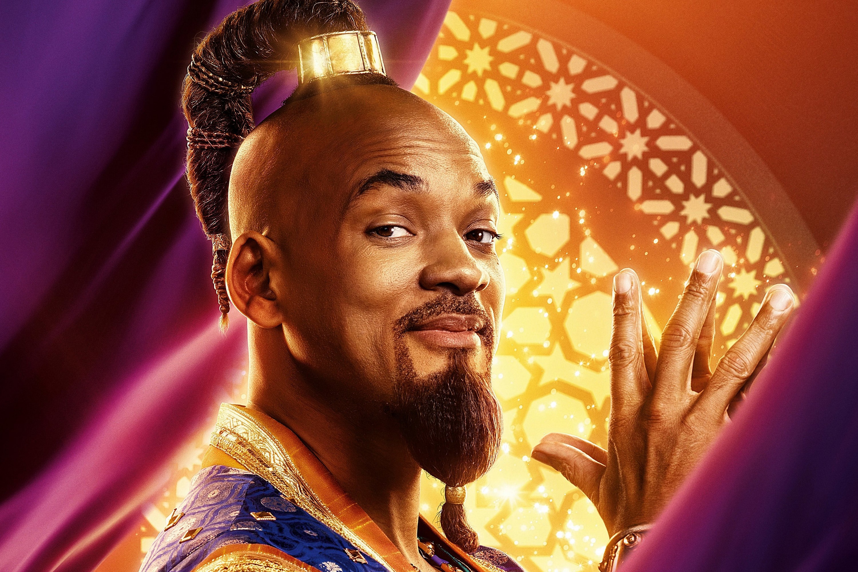 Обои взгляд, Aladdin, Will Smith, Уилл Смит, Аладдин, Джинн на телефон и  рабочий стол, раздел фильмы, разрешение 3000x2000 - скачать