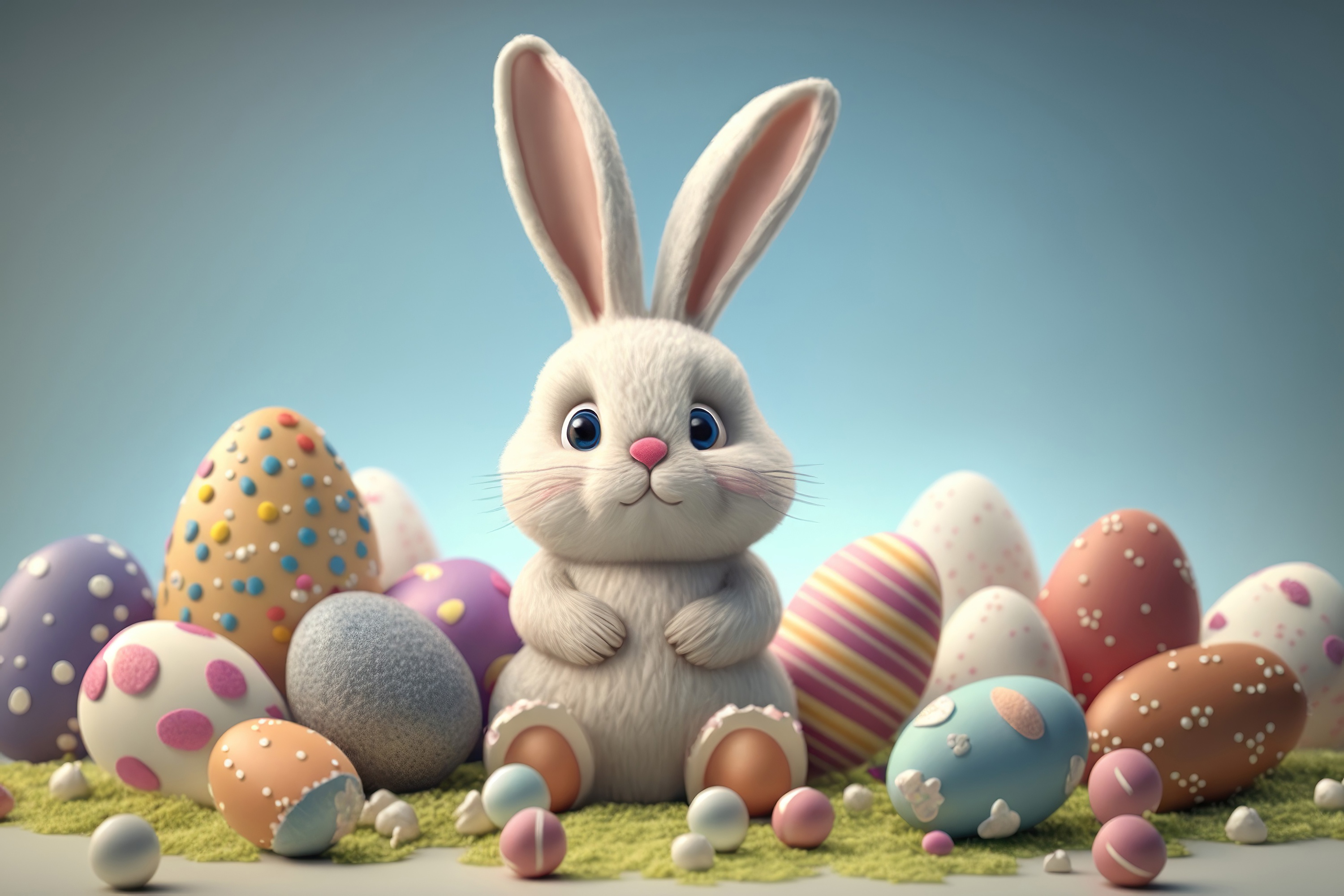 Обои яйца, colorful, кролик, Пасха, spring, Easter, eggs, bunny на телефон  и рабочий стол, раздел праздники, разрешение 3000x2000 - скачать