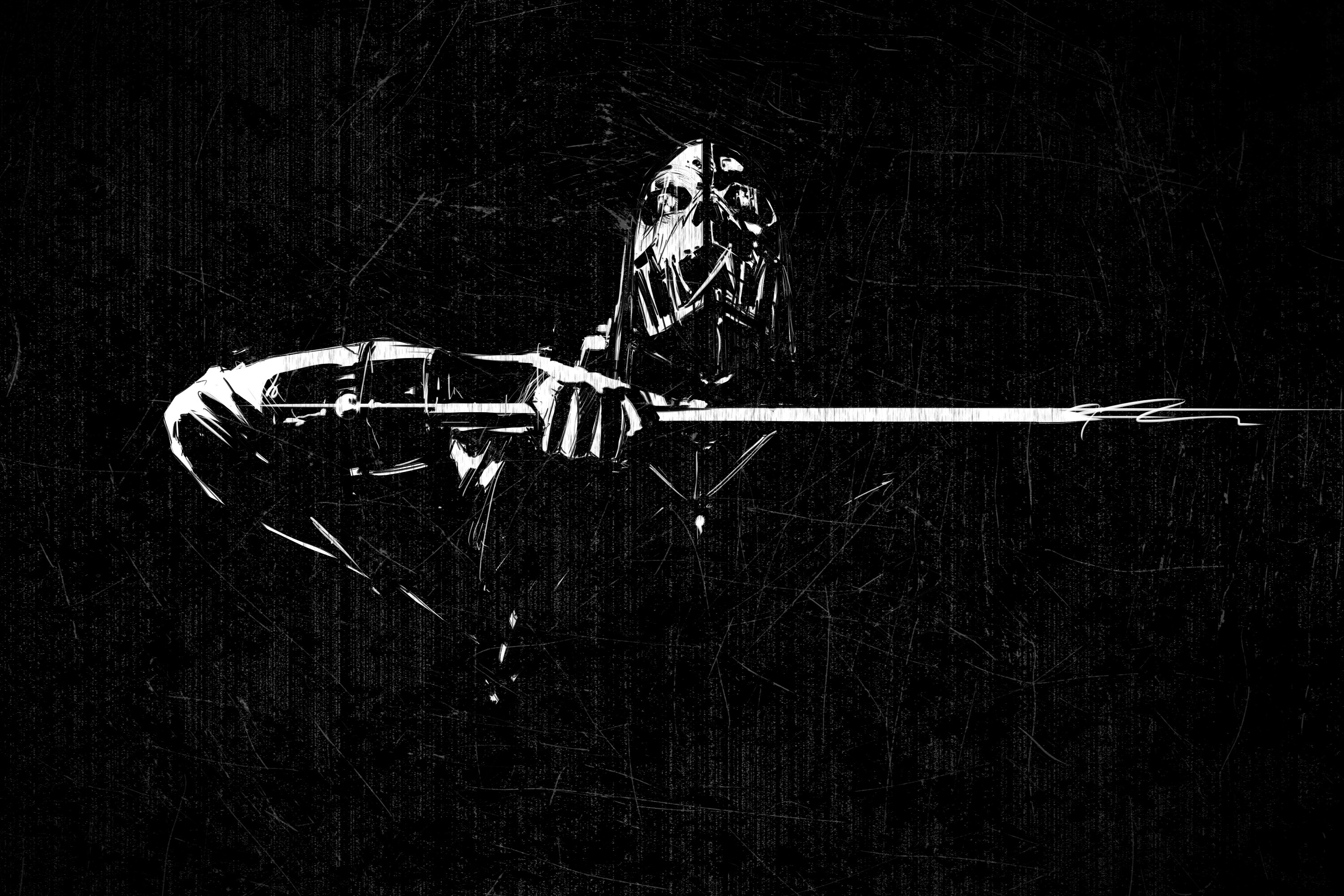 Обои нож, царапины, Арт, убийца, assassin, fan art, Dishonored, Corvo  Attano на телефон и рабочий стол, раздел игры, разрешение 3000x2000 -  скачать