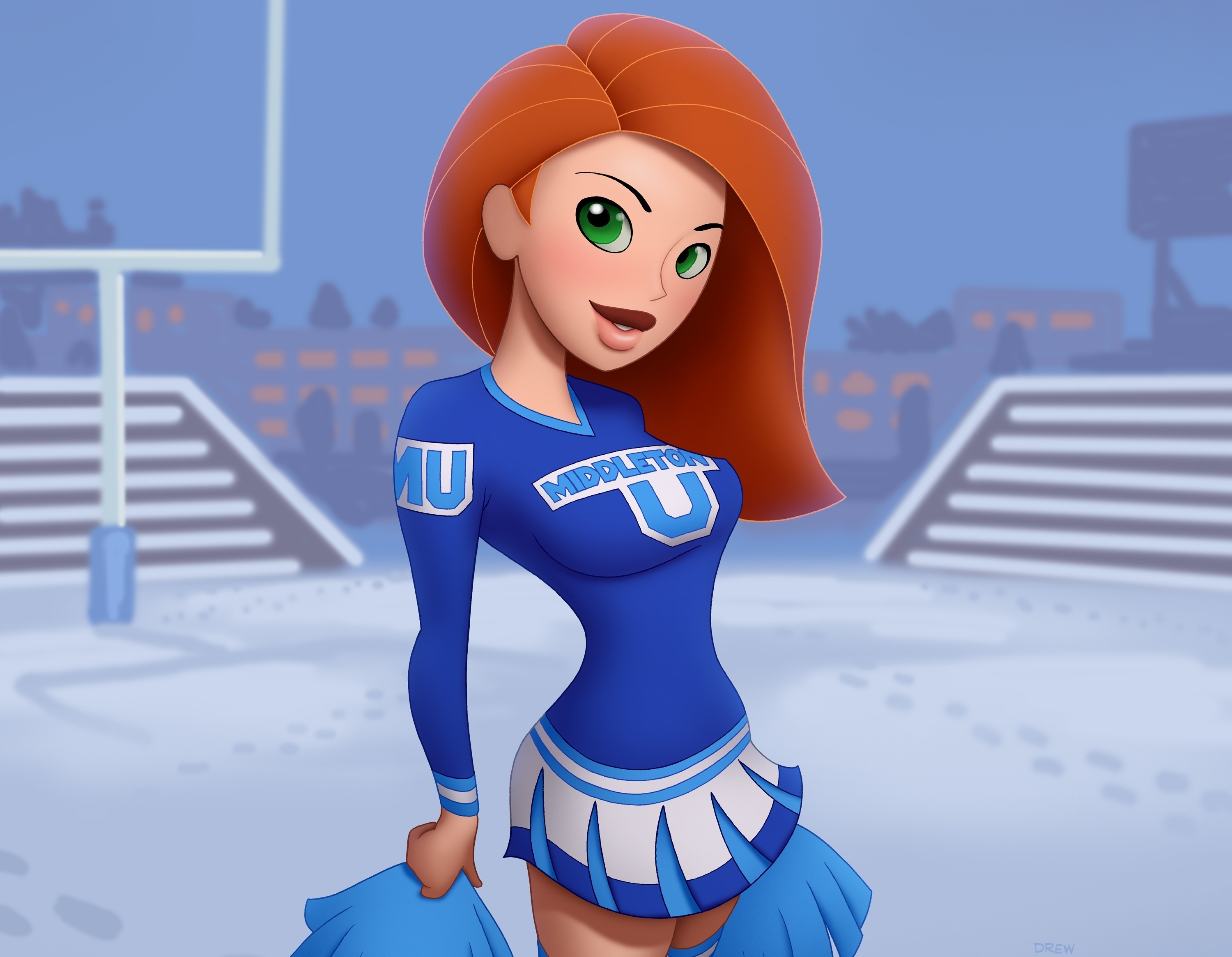 Обои рыжая, art, cheerleader, Kim Possible на телефон и рабочий стол,  раздел аниме, разрешение 3000x2330 - скачать