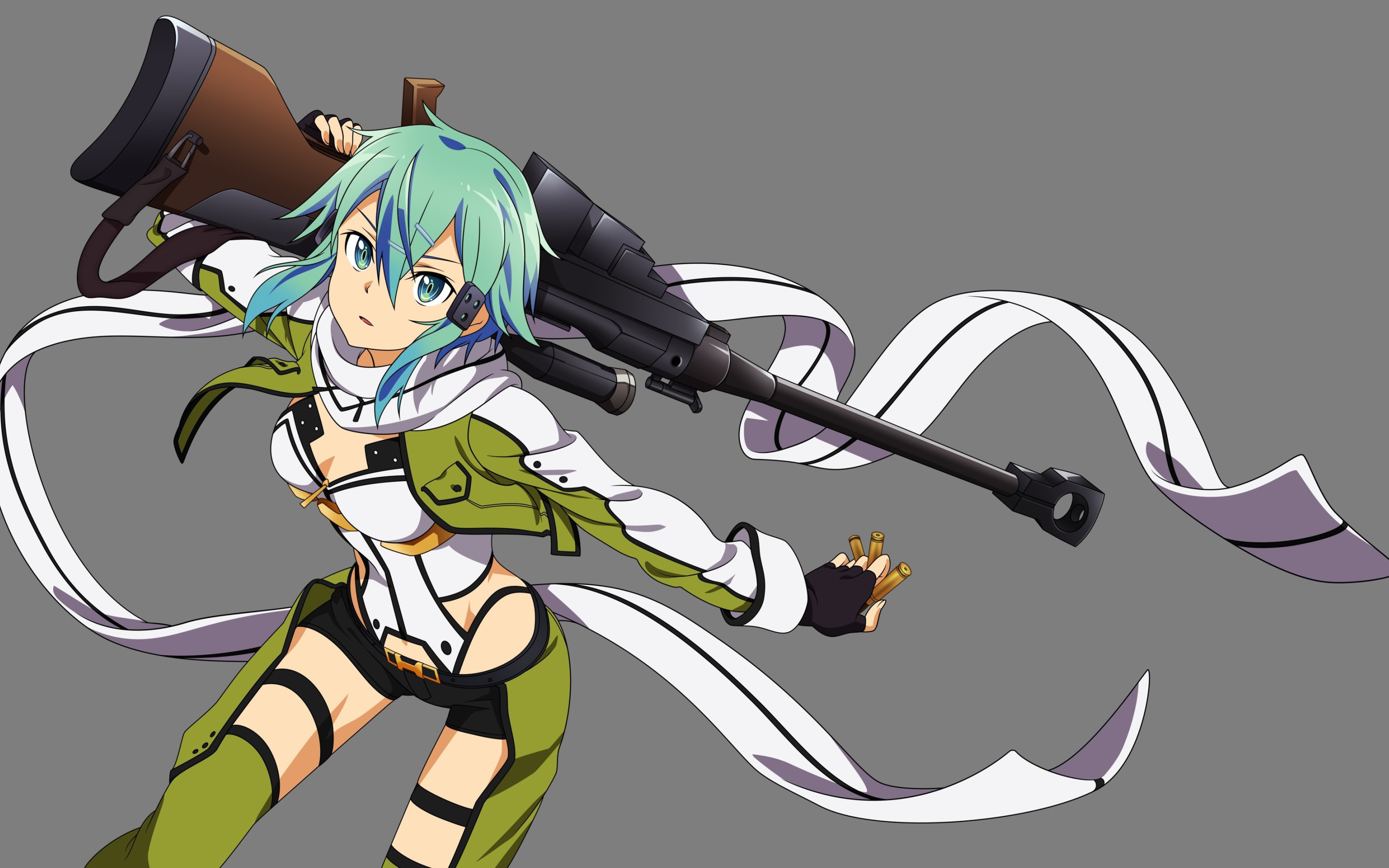 Скачать обои gun, weapon, anime, sniper, asian, manga, japanese, Sword Art  Online, раздел сёнэн в разрешении 3072x1920