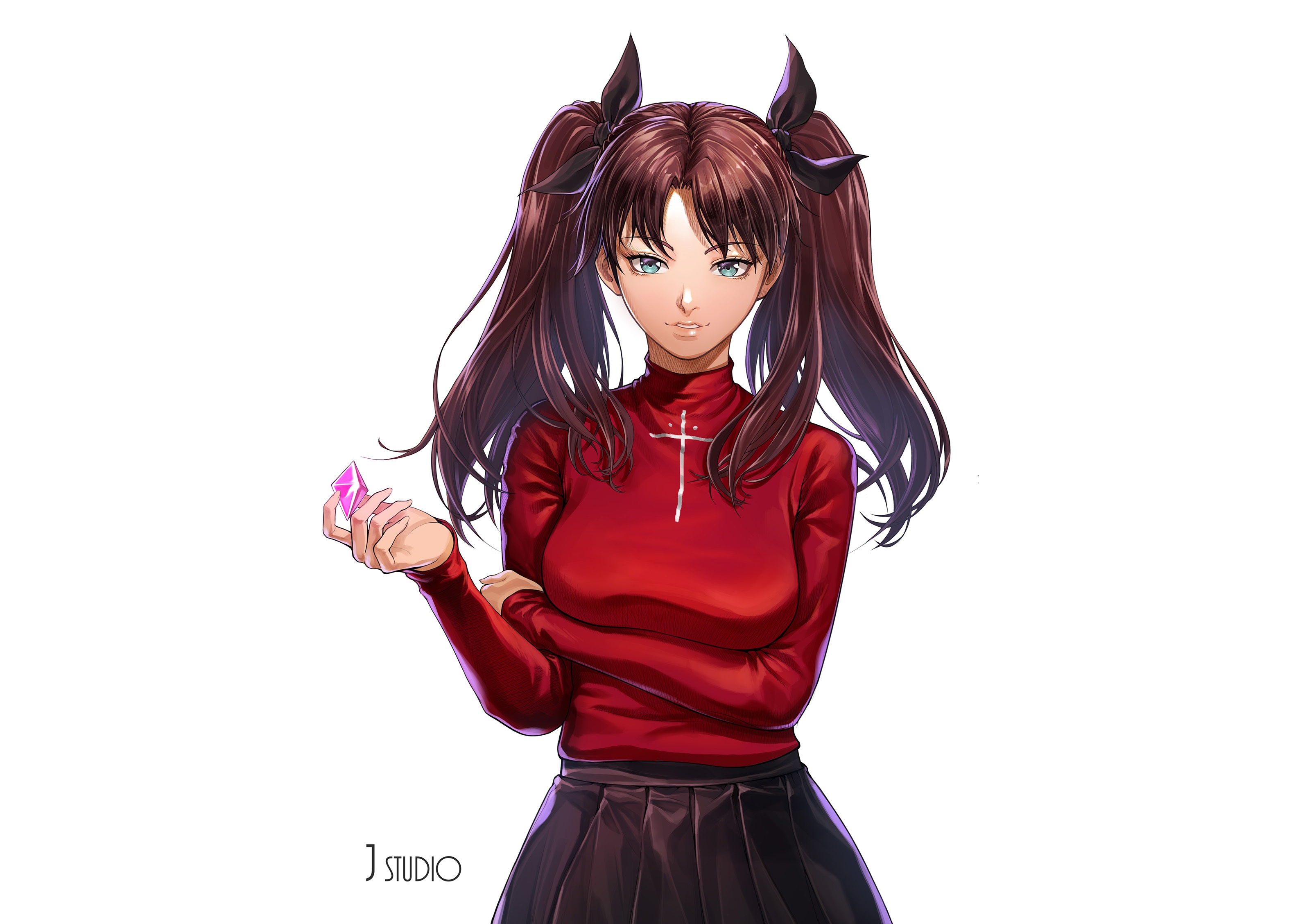 Обои кристалл, девушка, Тосака Рин, Tohsaka Rin, Fate / Stay Night, Судьба  Ночь схватки на телефон и рабочий стол, раздел сёнэн, разрешение 3192x2256  - скачать