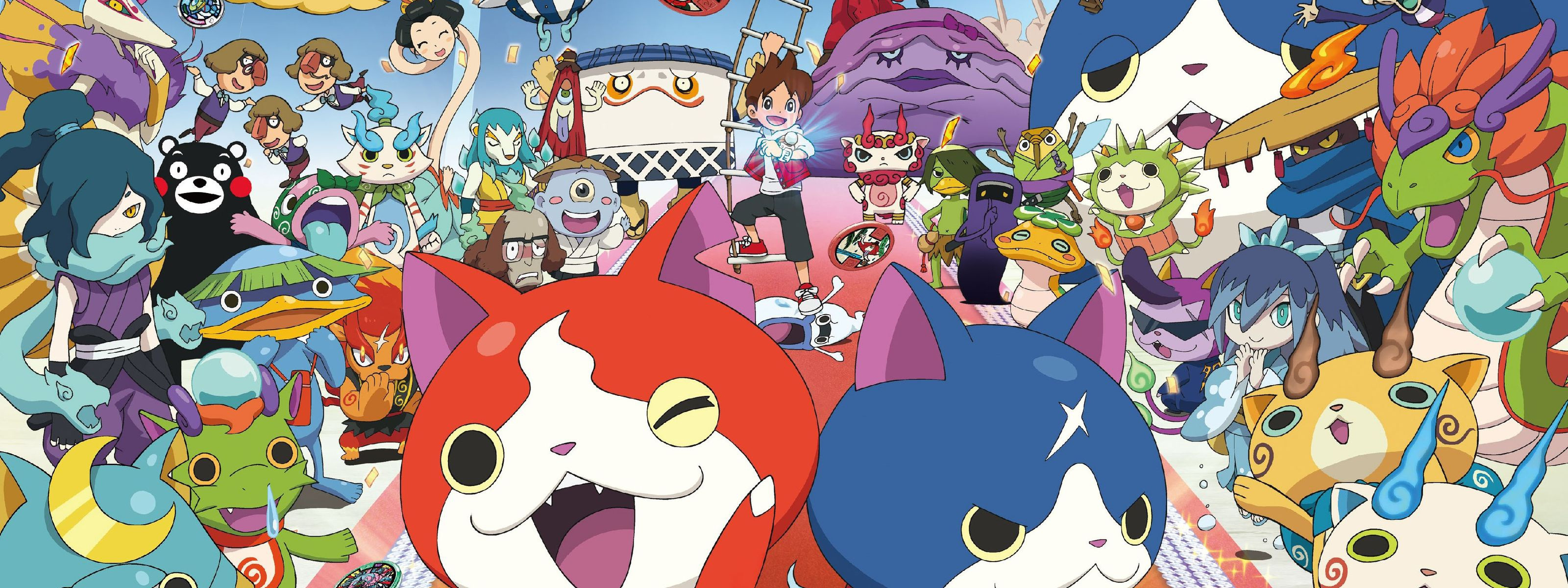 Скачать обои kawaii, game, neko, anime, youkai, japonese, Yo-kai Watch,  kodomo, раздел кодомо в разрешении 3200x1200