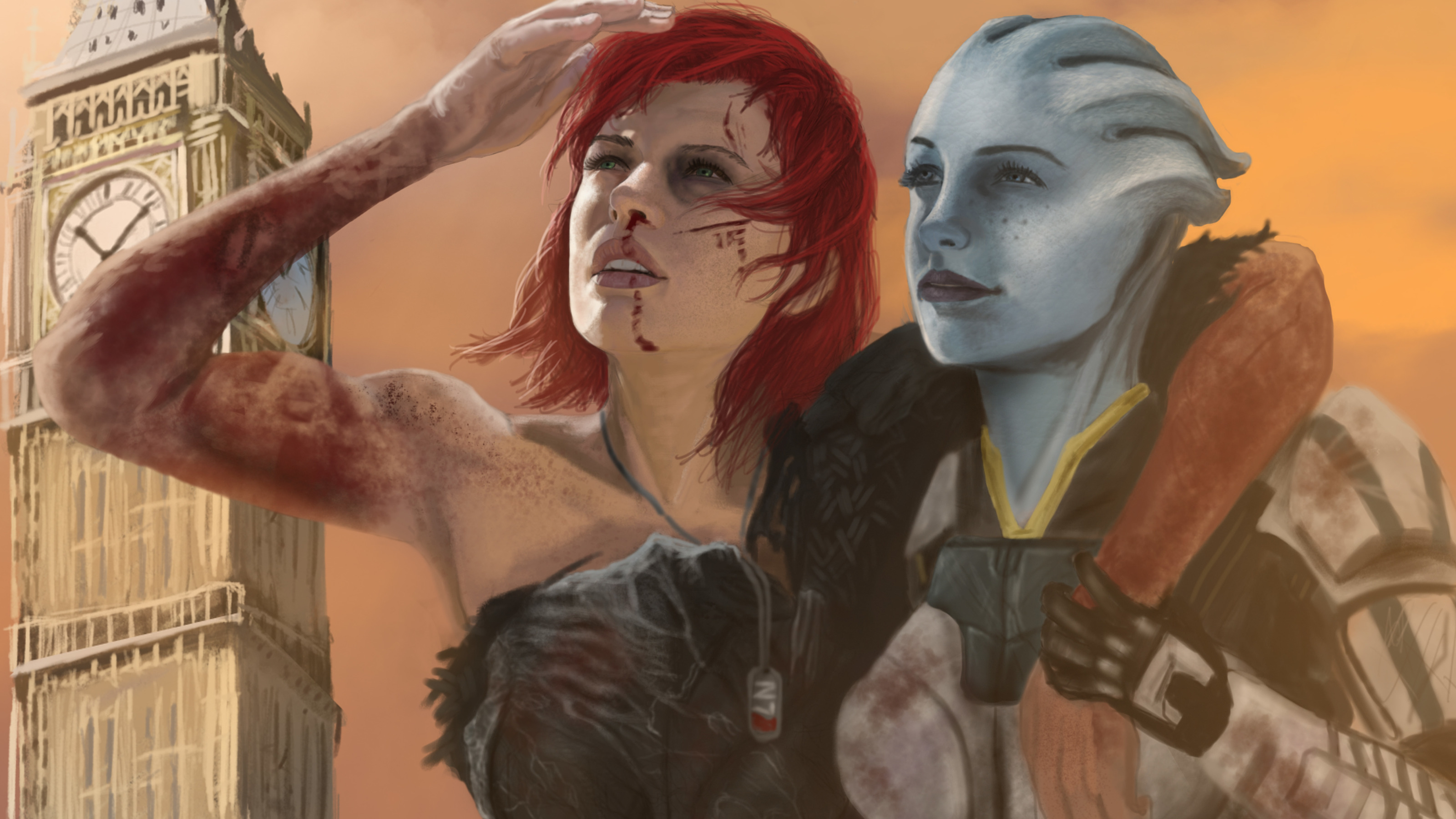 арт, mass effect, <b>Шепард</b>, <b>Лиара</b>, Jane <b>Shepard</b>, Джейн, <b>Liara</b> T&apos;soni.