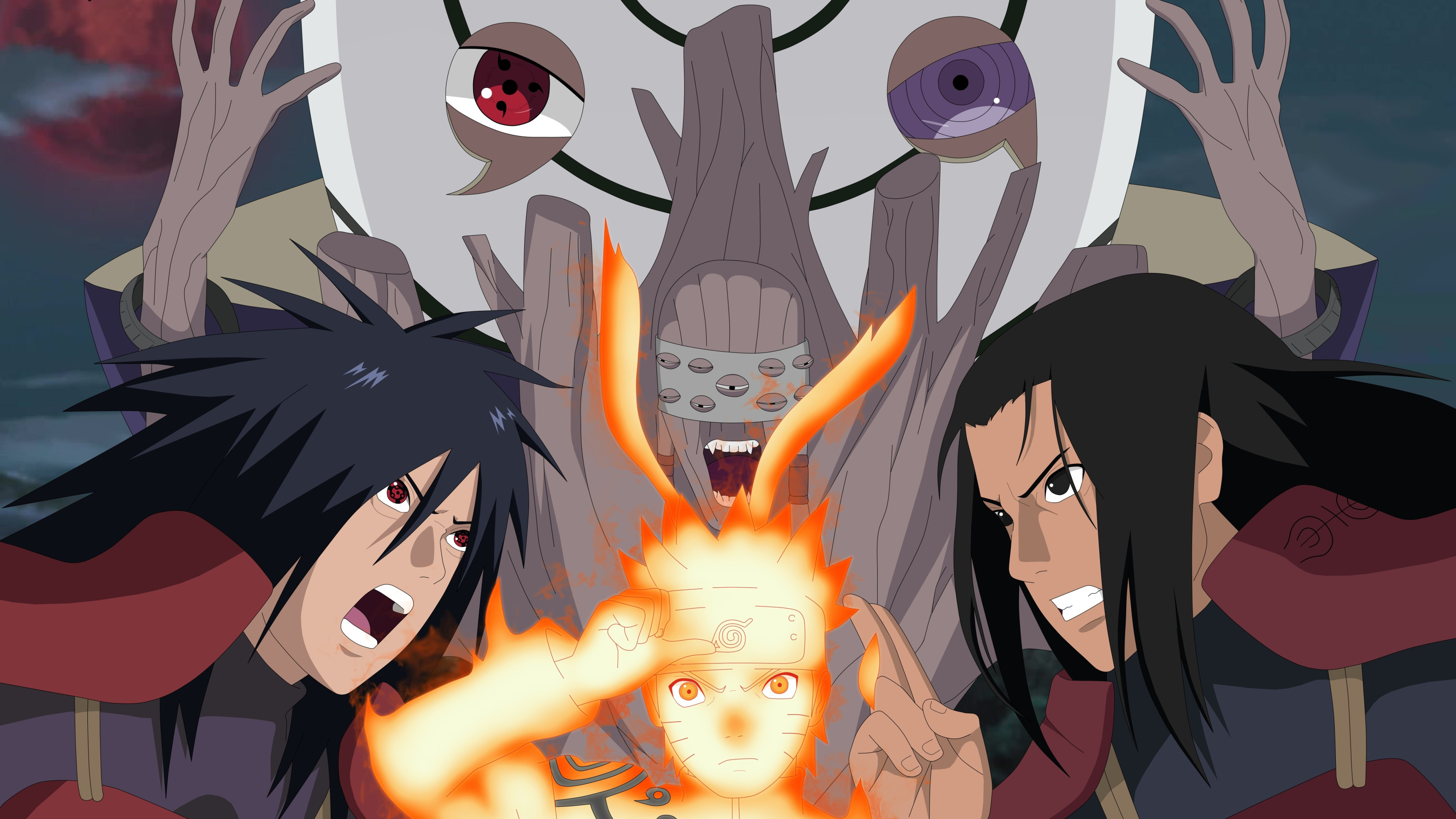 Скачать обои game, naruto, anime, sharingan, ninja, madara, uchiha, mask,  раздел сёнэн в разрешении 3200x1800