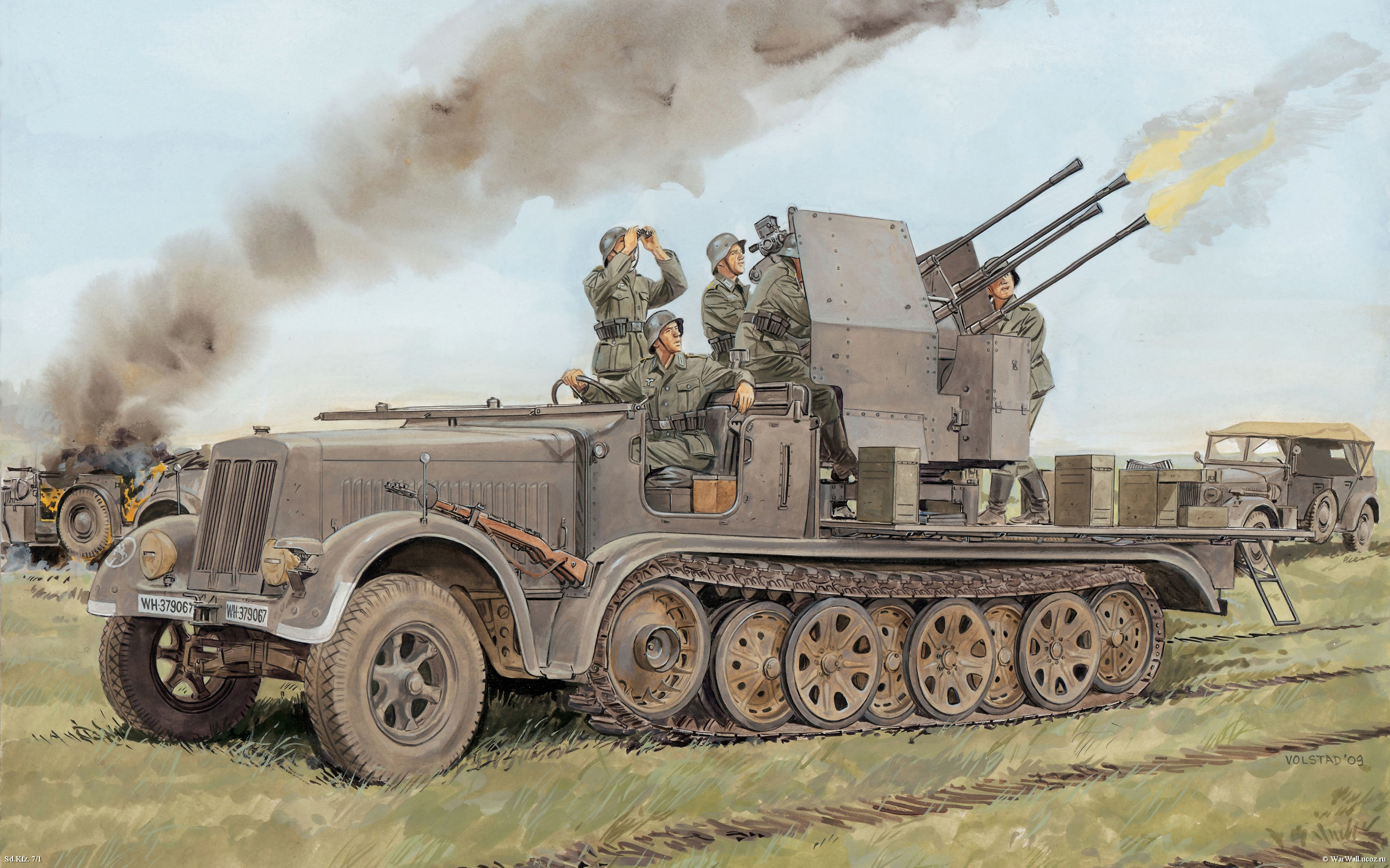 2 4 7 1 1 35. SD KFZ 7/1 2cm Flakvierling 38. SD/KFZ. 7 Зенитка. Тягач SD KFZ 7. 2 Cm Flakvierling 38.