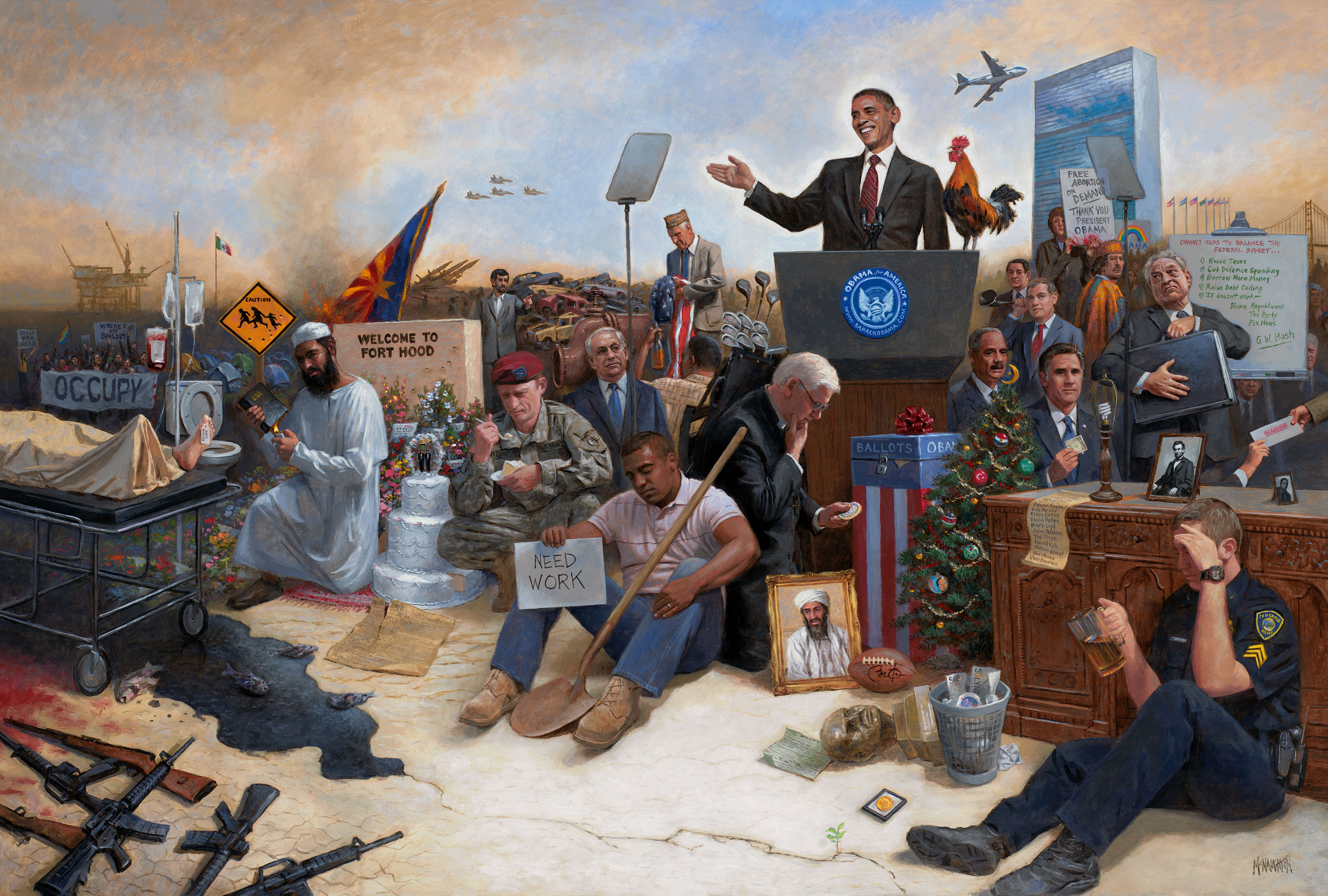 Обои люди, война, америка, сша, Барак Обама, Jon McNaughton, Obamanation на  телефон и рабочий стол, раздел ситуации, разрешение 3200x2160 - скачать