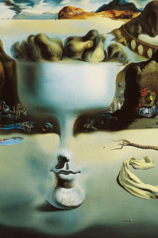 сюрреализм, картина, Сальвадор Дали, Salvador Dali, Явление Лица и Вазы с Фруктами на Пляже