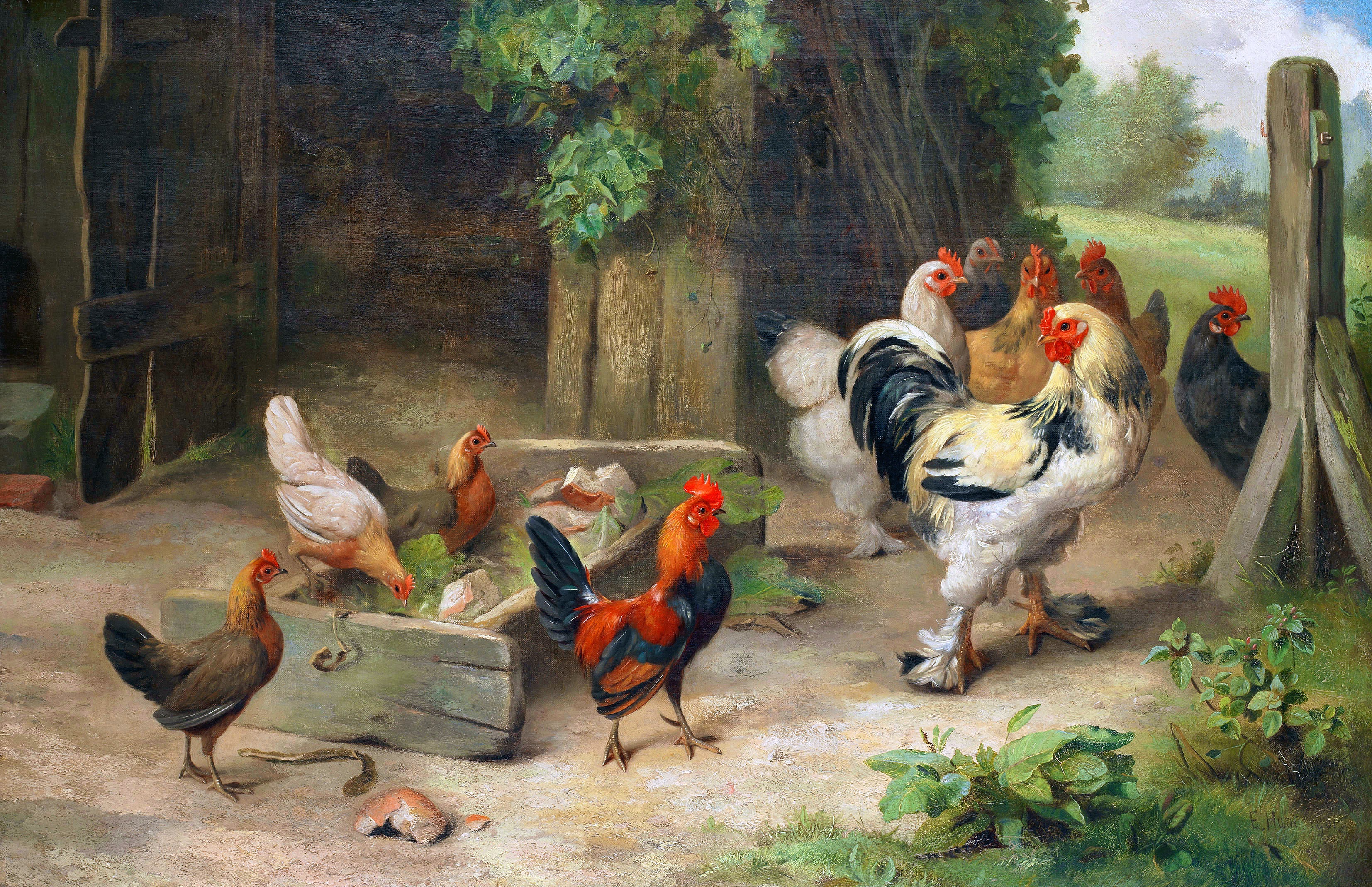 Дом домашние птицы. Франс Снейдерс петушиный бой. Eugene Remy Maes (Belgian, 1849-1931).