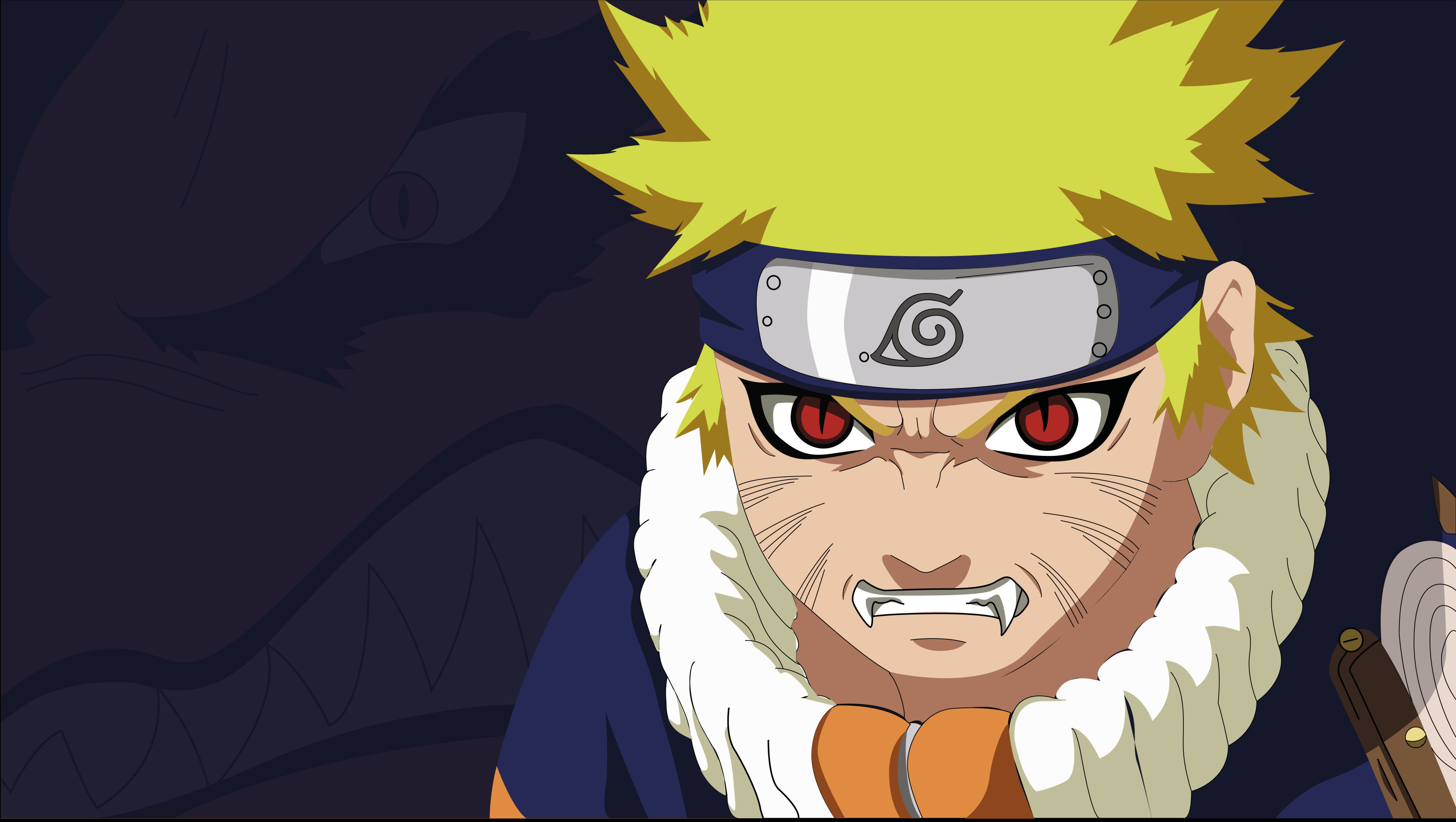 Скачать обои game, Naruto, anime, red eyes, boy, fang, ninja, hero, раздел  сёнэн в разрешении 3402x1922