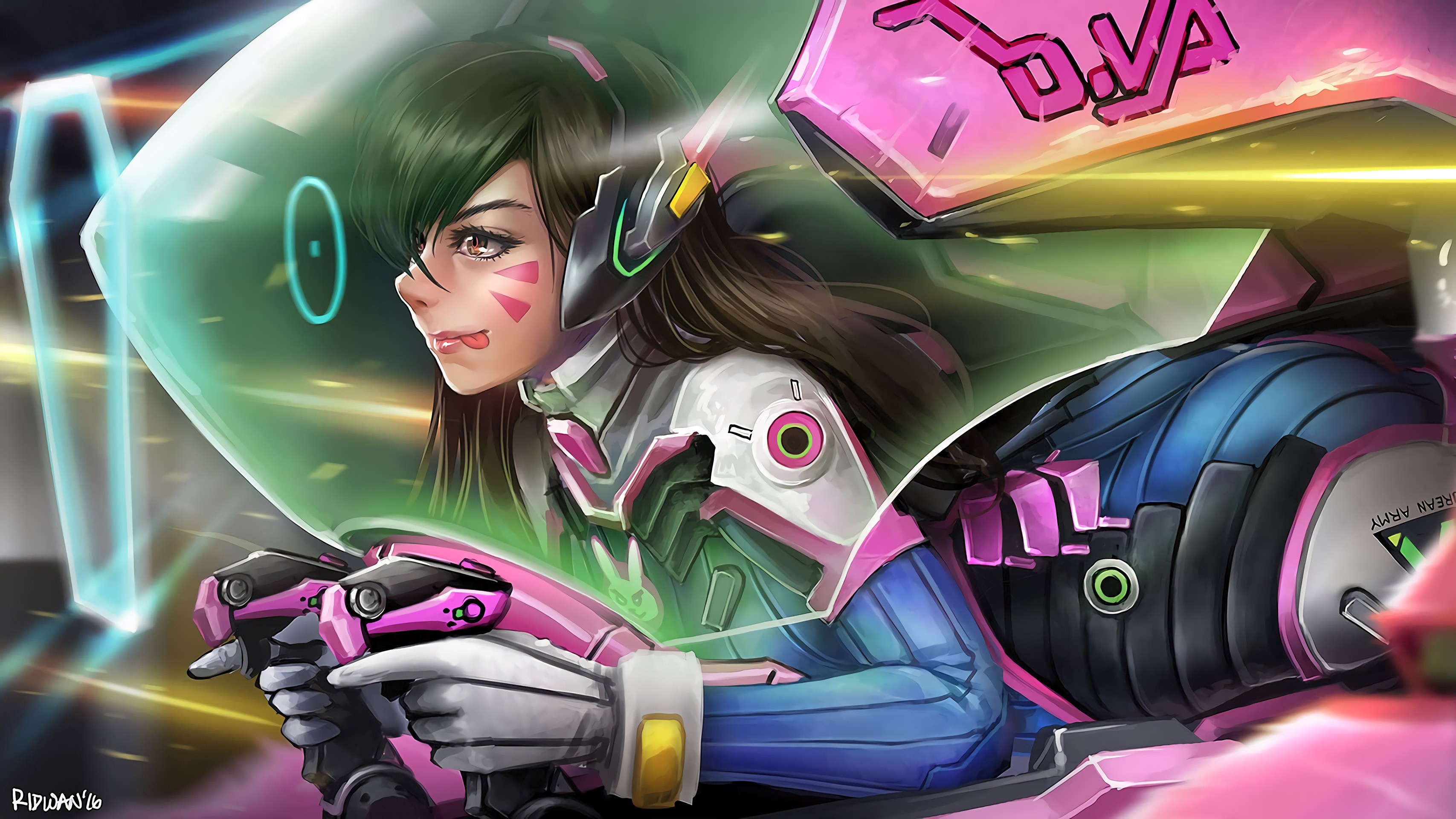 Скачать обои girl, game, mecha, pretty, Overwatch, D.Va, раздел игры в  разрешении 3414x1920