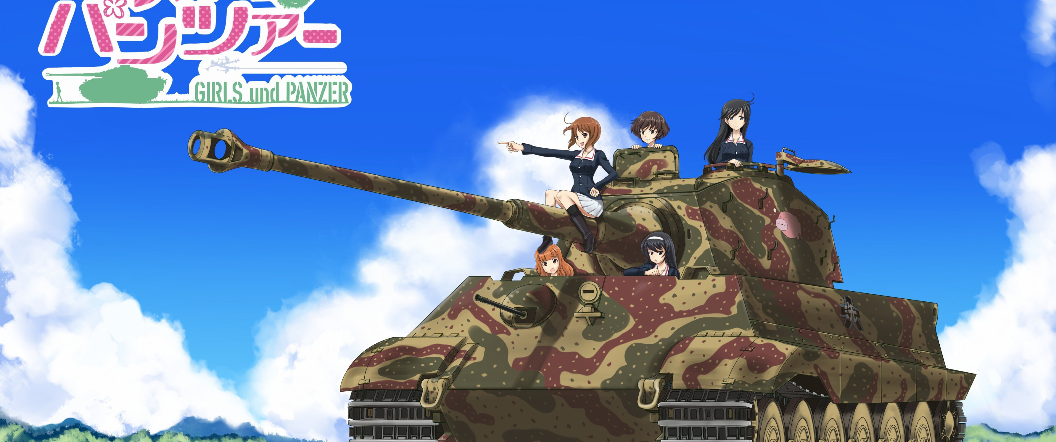 Скачать обои kawaii, girl, weapon, anime, cute, tank, japanese, Girls und  Panzer, раздел сёдзё в разрешении 3440x1440