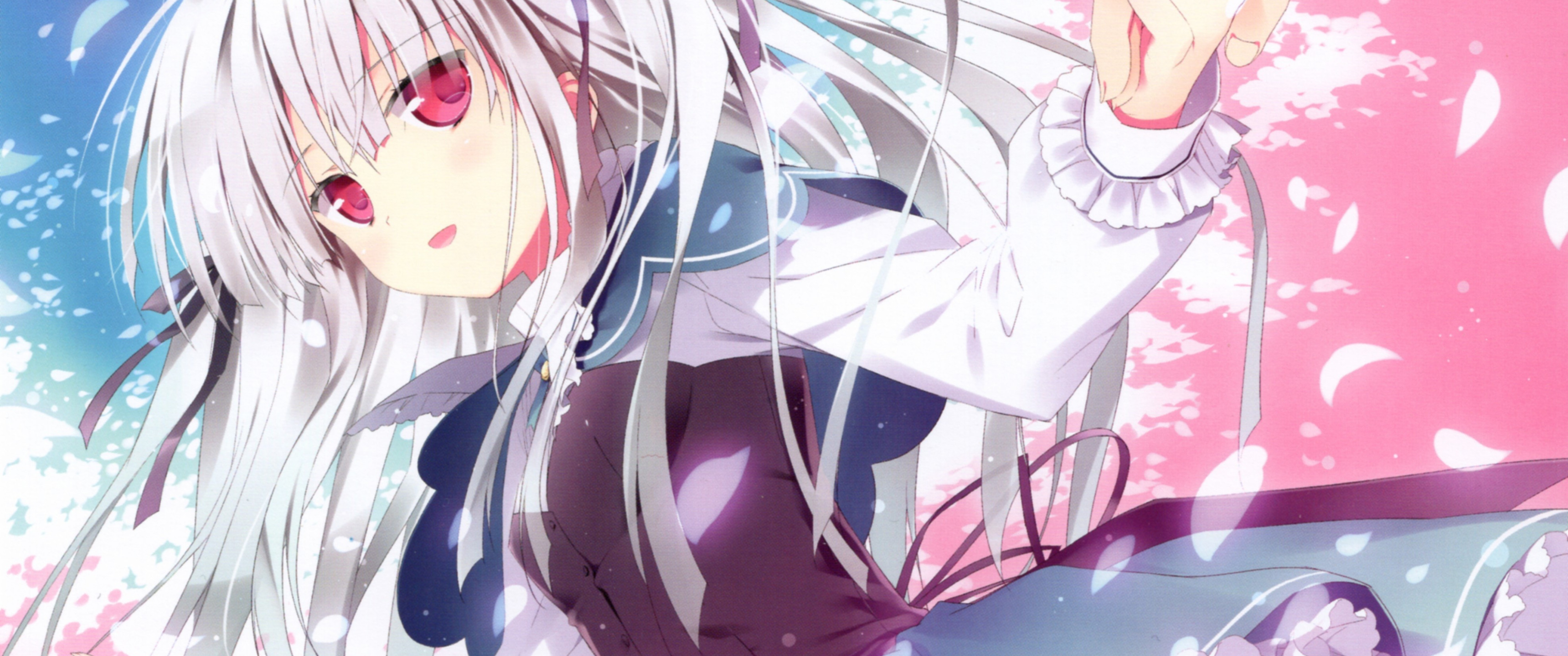 Скачать обои kawaii, game, fighter, flower, anime, beautiful, red eyes,  pretty, раздел сёнэн в разрешении 3440x1440