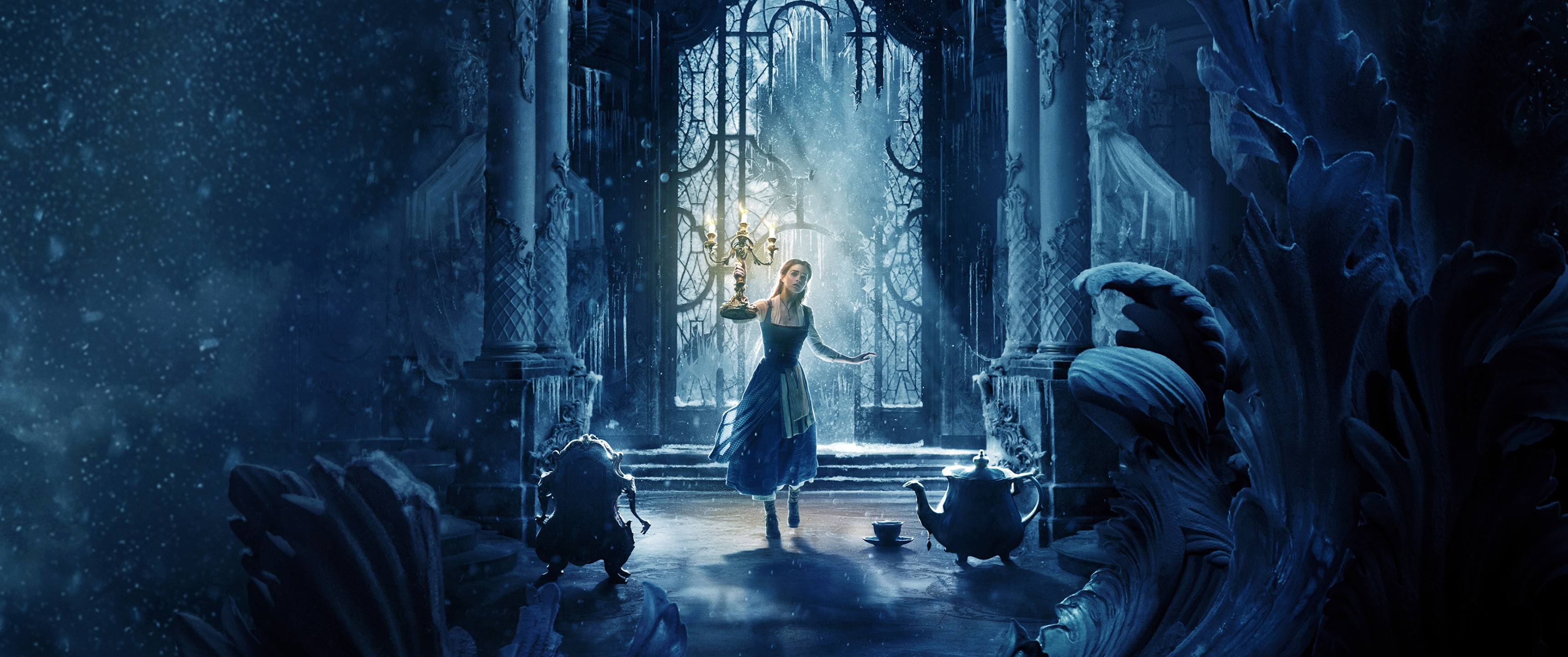 Скачать обои Fantasy, Emma Watson, the, and, Beauty, Family, Castle,  Prince, раздел фильмы в разрешении 3440x1440