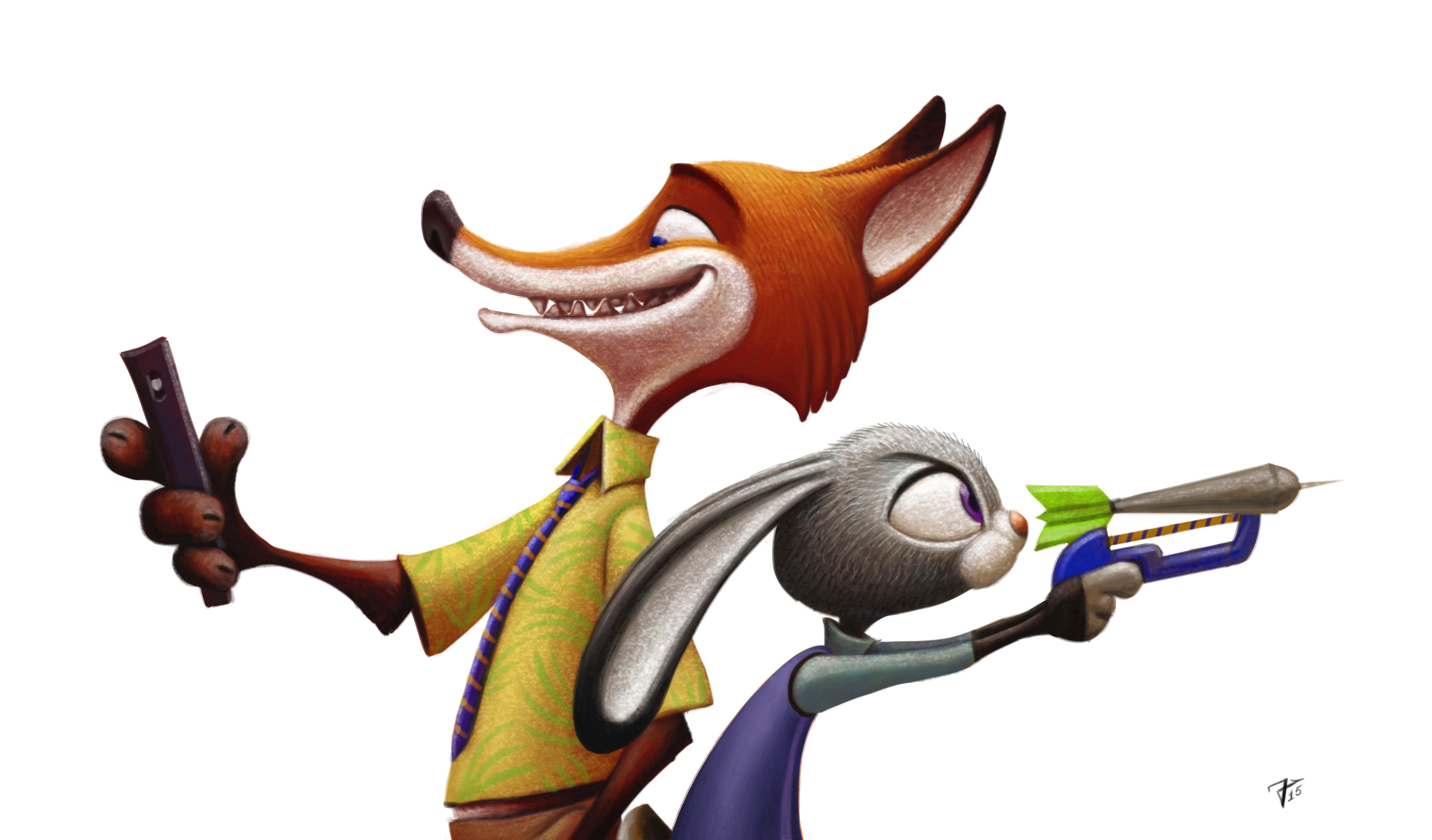 Обои Лис, Мультфильм, 2016, Zootopia, Зверополис, Джуди Хопс, Ник Уайлд,  Nick Wilde на телефон и рабочий стол, раздел фильмы, разрешение 3496x2051 -  скачать