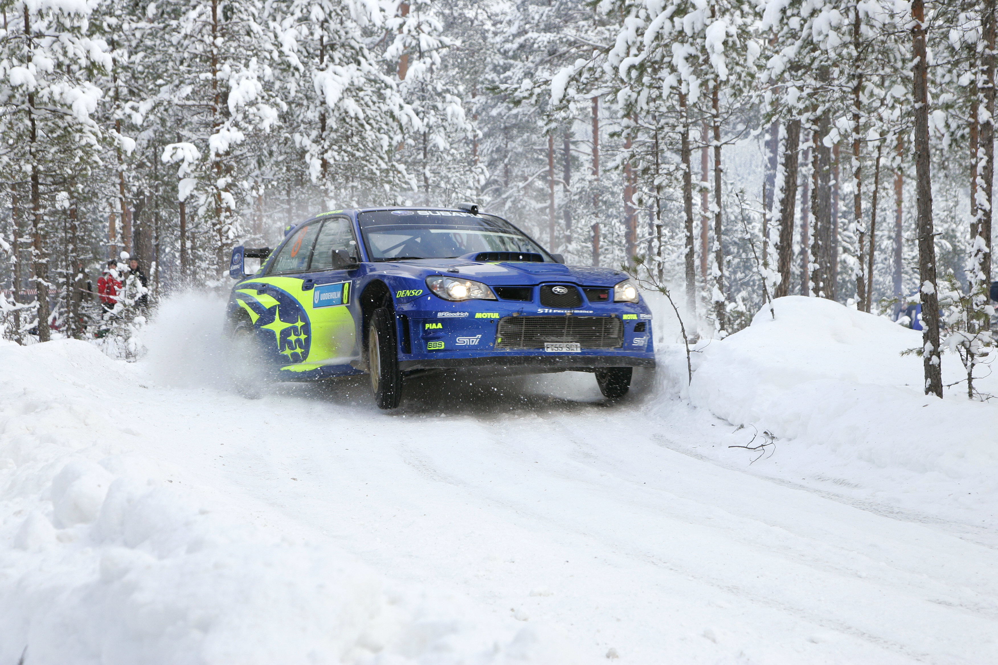 Скачать обои Зима, Авто, Синий, Белый, Subaru, Impreza, Снег, Лес, раздел  subaru в разрешении 3504x2336