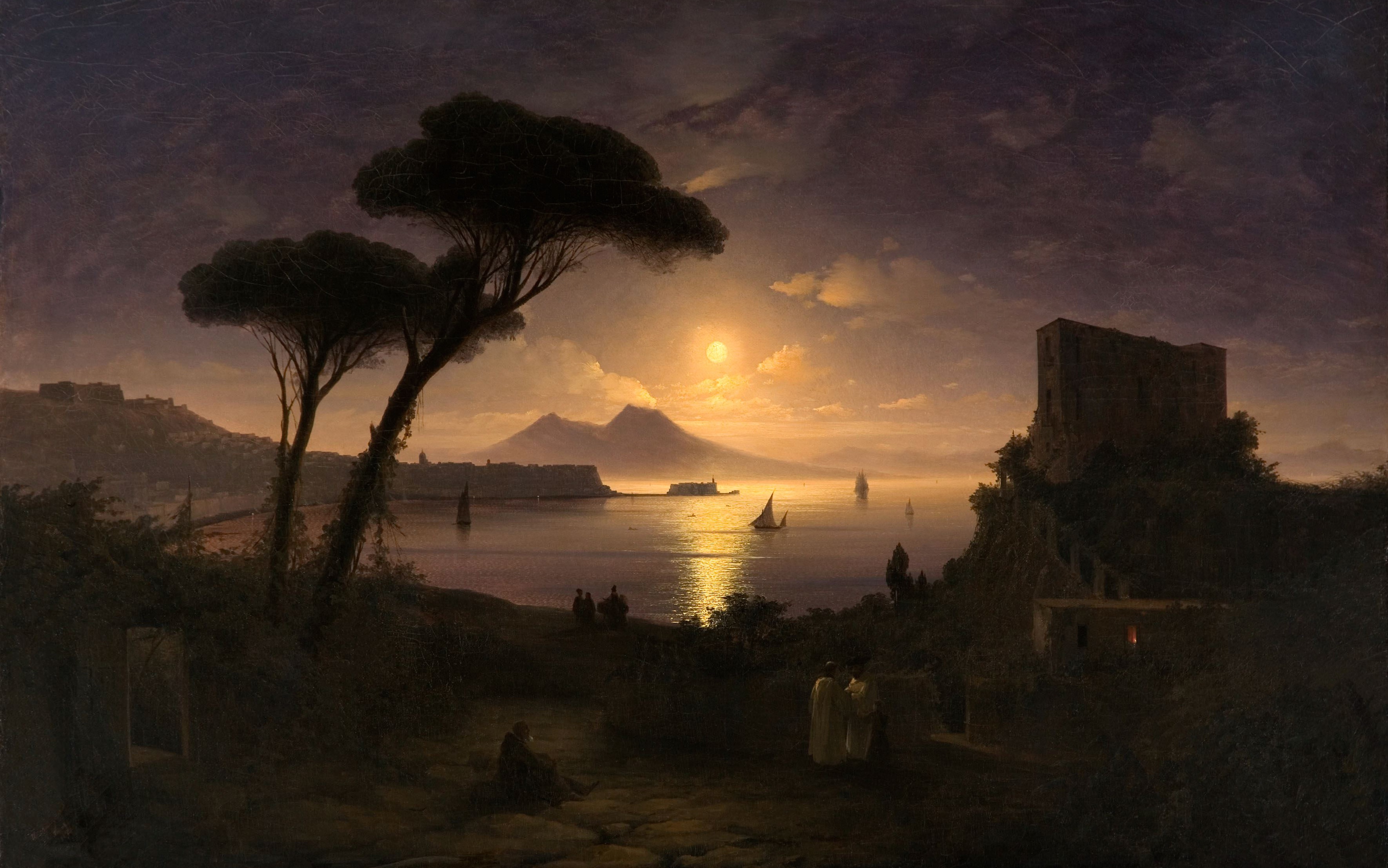 Айвазовский ночные картины. "Неаполитанский залив в лунную ночь" (1842). Неаполитанский залив в лунную ночь Айвазовский. Картина айвазовскогонеополетанский залив в лунную ночь.