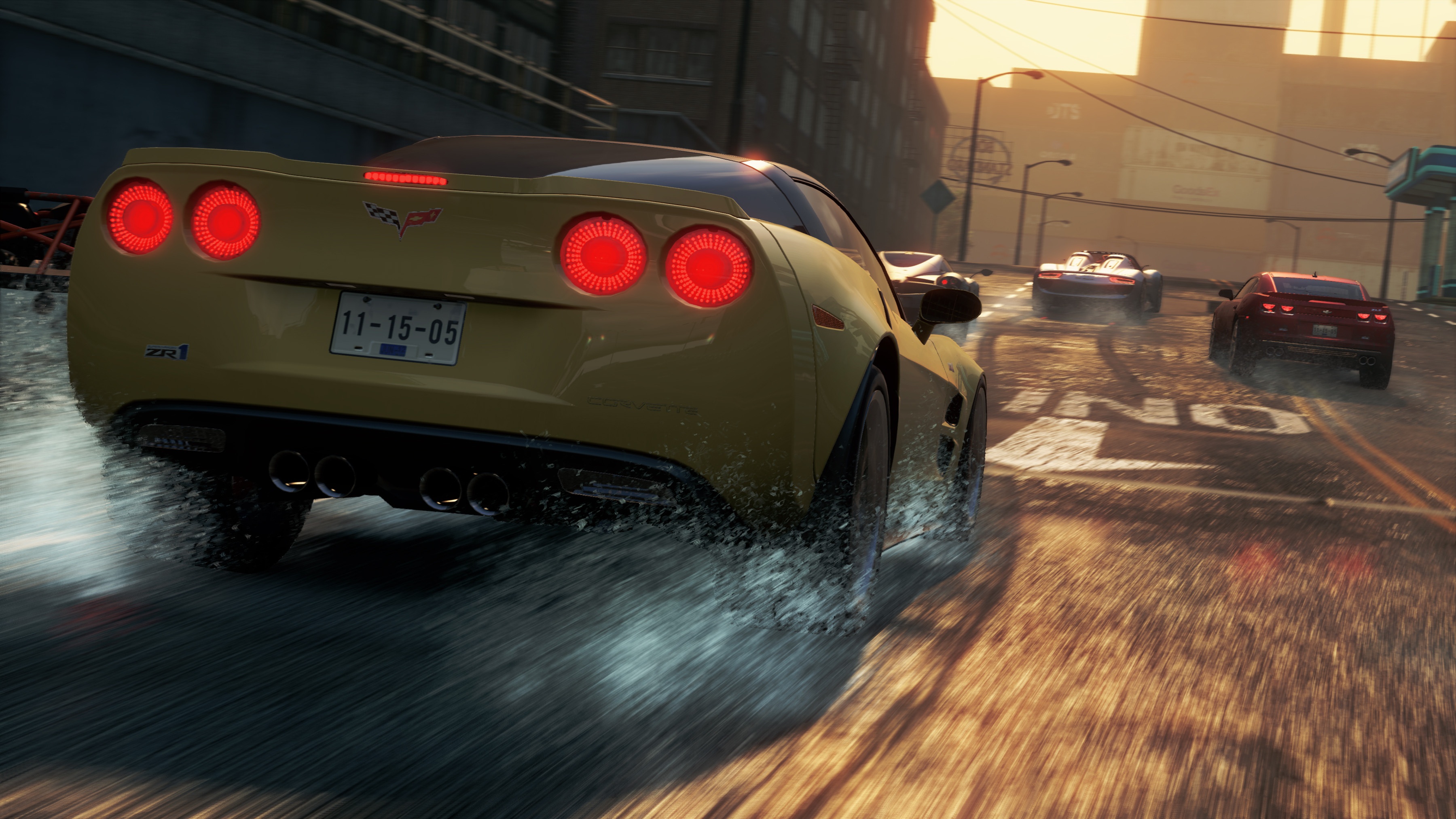 Скачать обои город, гонка, chevrolet corvette, need for speed most wanted 2,  супркары, раздел игры в разрешении 3600x2025