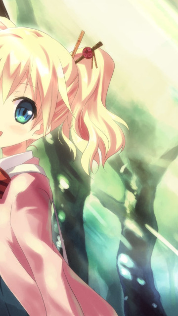 девушка, свет, деревья, аниме, арт, форма, школьница, yuuki tatsuya