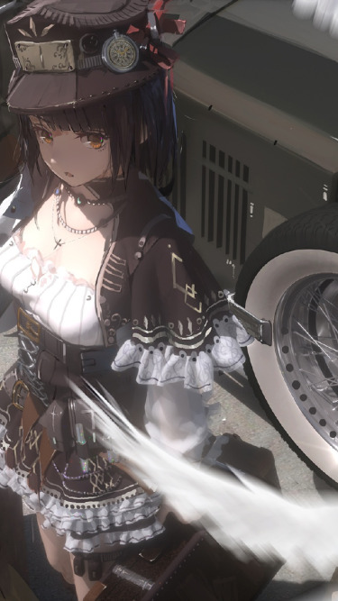car, girl, dress, hat, anime, books, driver, vintage car