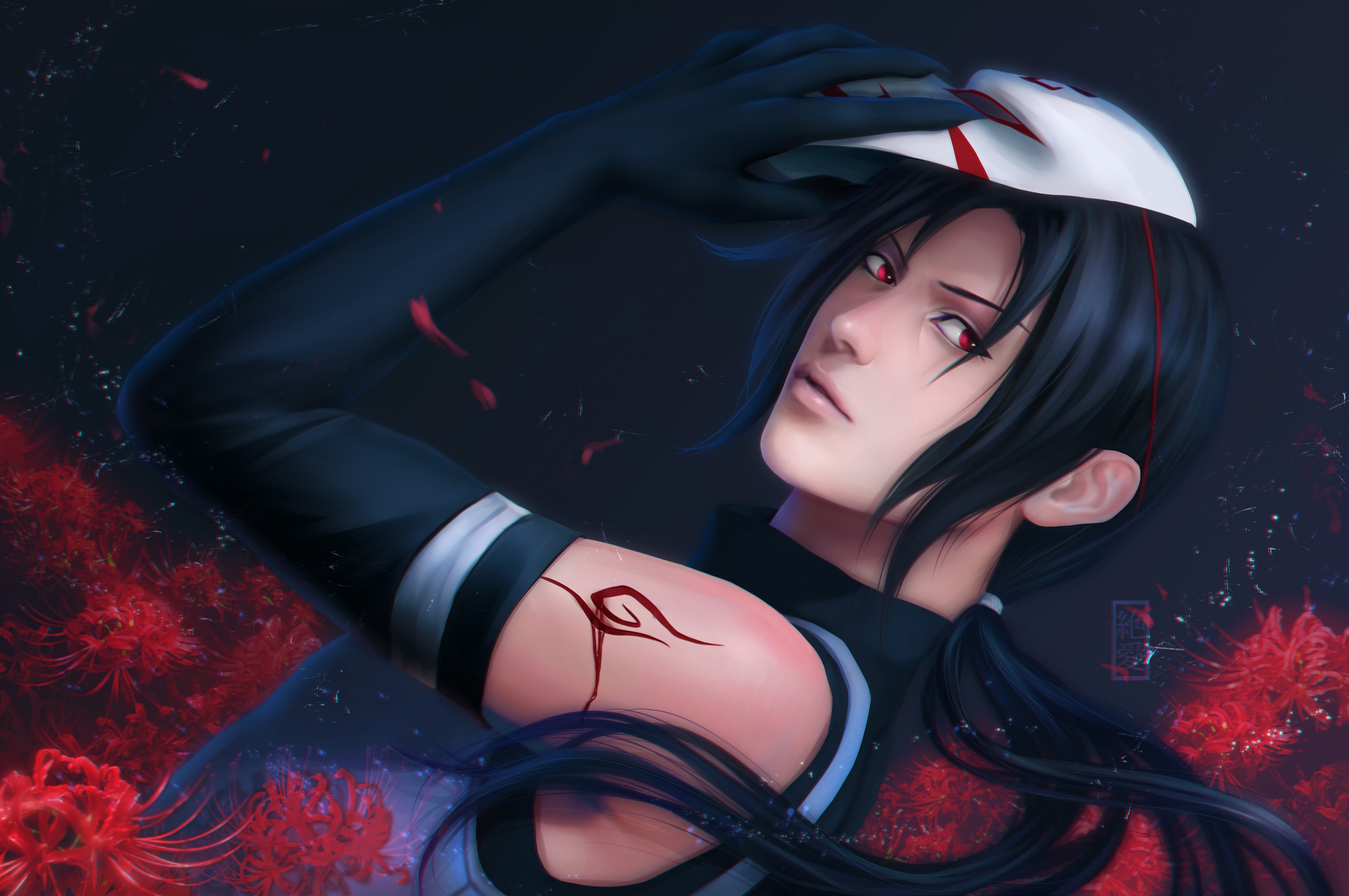 Обои взгляд, маска, naruto, anime, art, Itachi Uchiha на телефон и рабочий  стол, раздел сёнэн, разрешение 3773x2507 - скачать