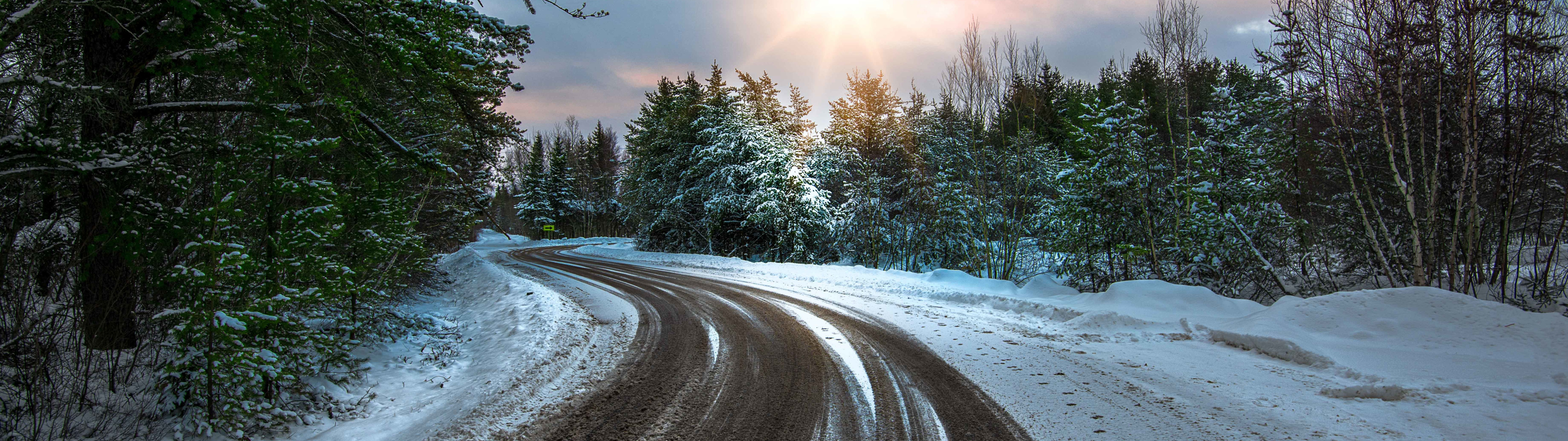 зима, дорога, снег