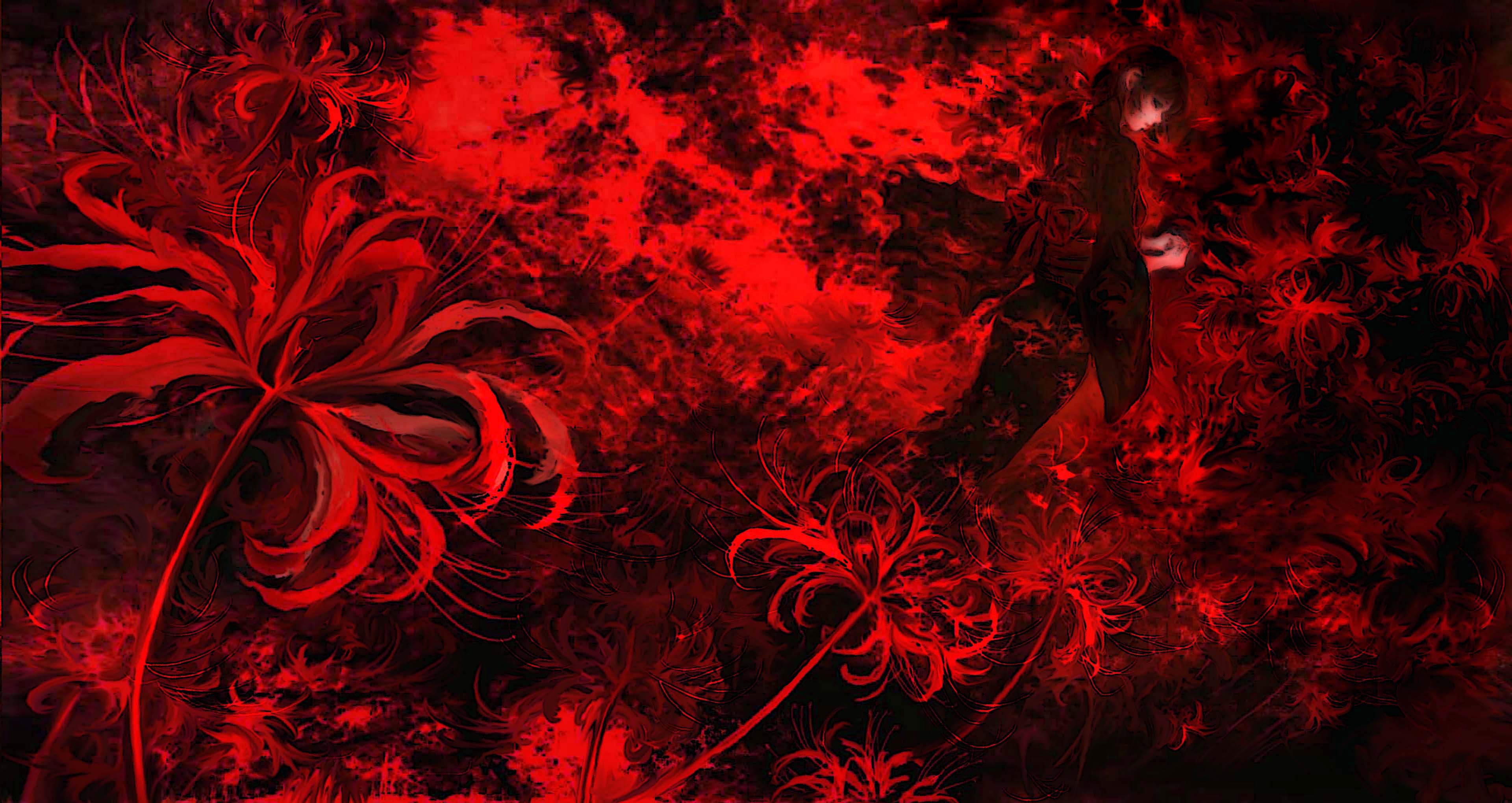 Красные цветы игры. Хиганбана (красная Паучья Лилия). Ликор ст окийский гуль. Хиганбана ликорис Токийский гуль. Хиганбана ликорис поле.