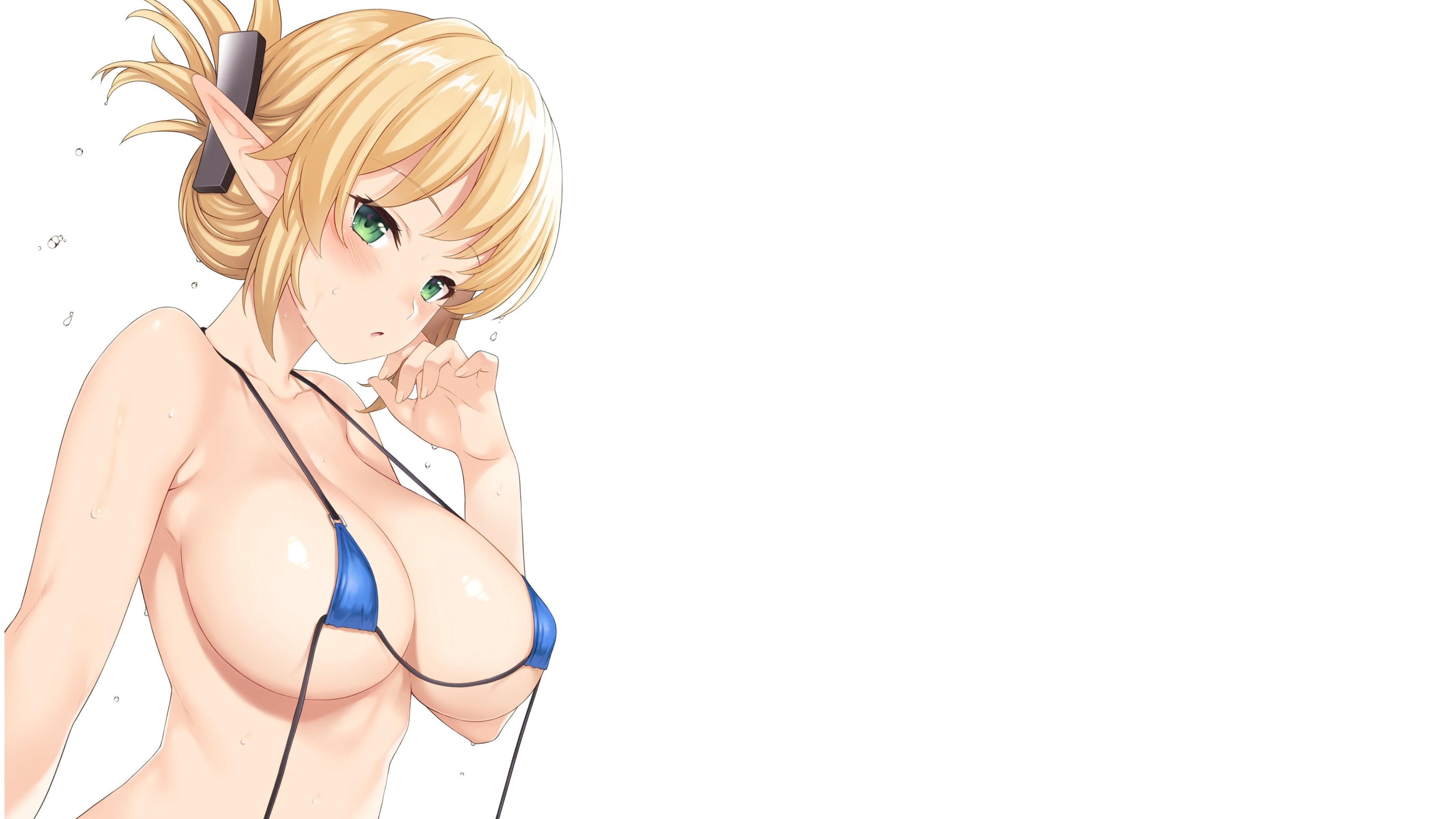 Обои girl, sexy, boobs, anime, pretty, sensual, blonde, elf на телефон и  рабочий стол, раздел сэйнэн, разрешение 3840x2160 - скачать