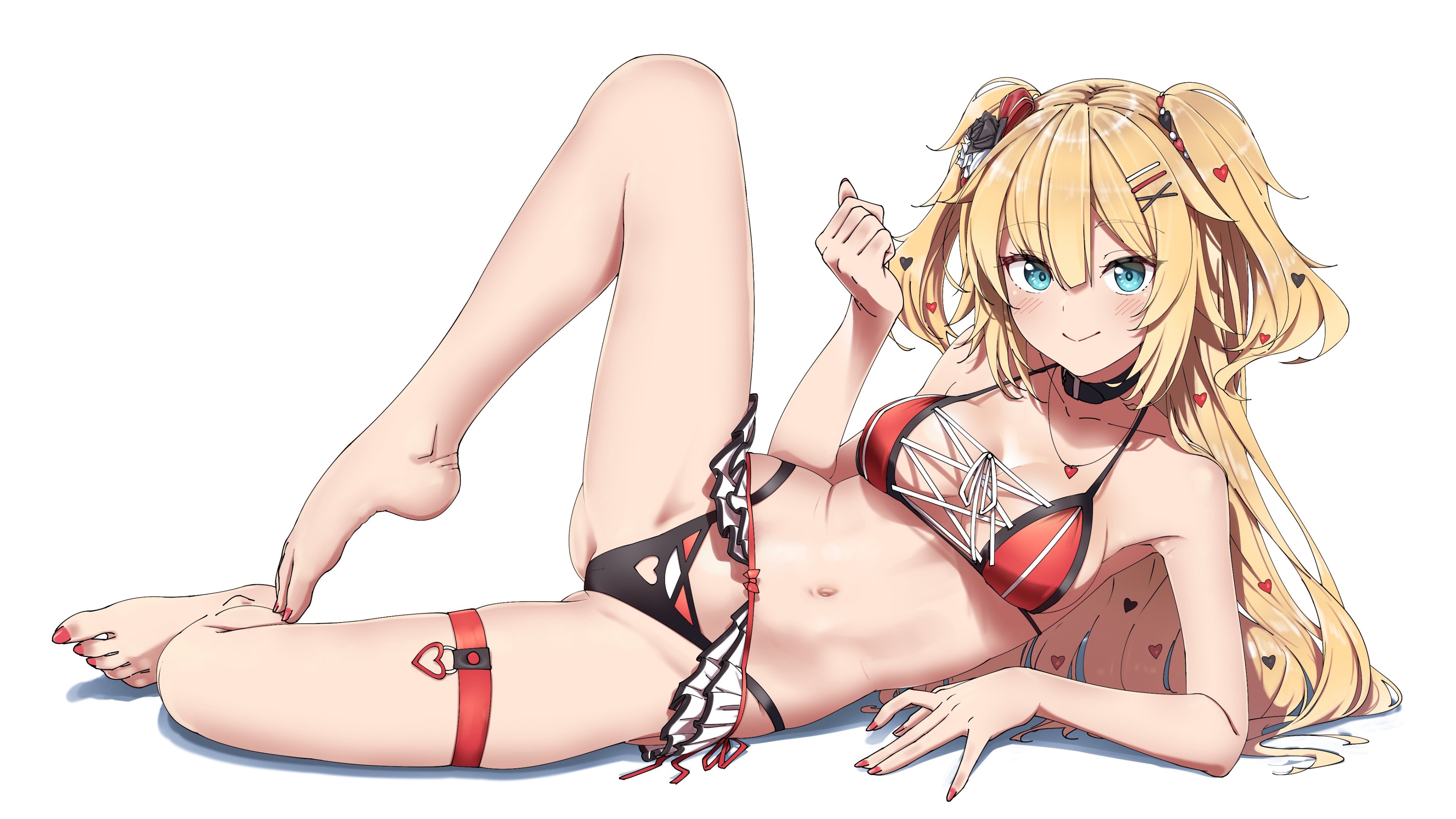 Обои kawaii, girl, Sexy, anime, blonde, cute, bikini, red bikini на телефон  и рабочий стол, раздел сэйнэн, разрешение 3840x2160 - скачать