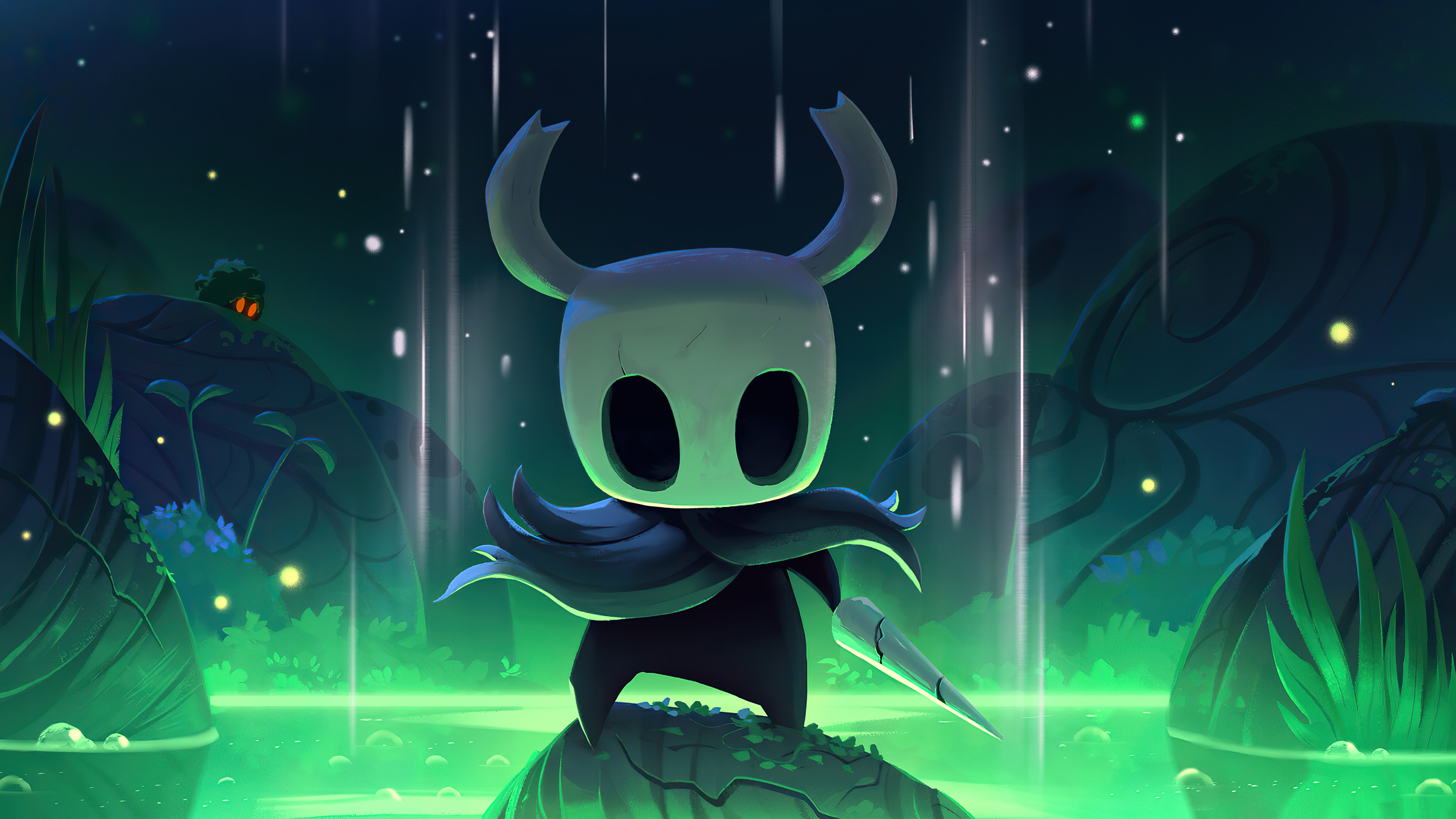 Обои озеро, свечение, существо, Hollow Knight на телефон и рабочий стол,  раздел игры, разрешение 3840x2160 - скачать