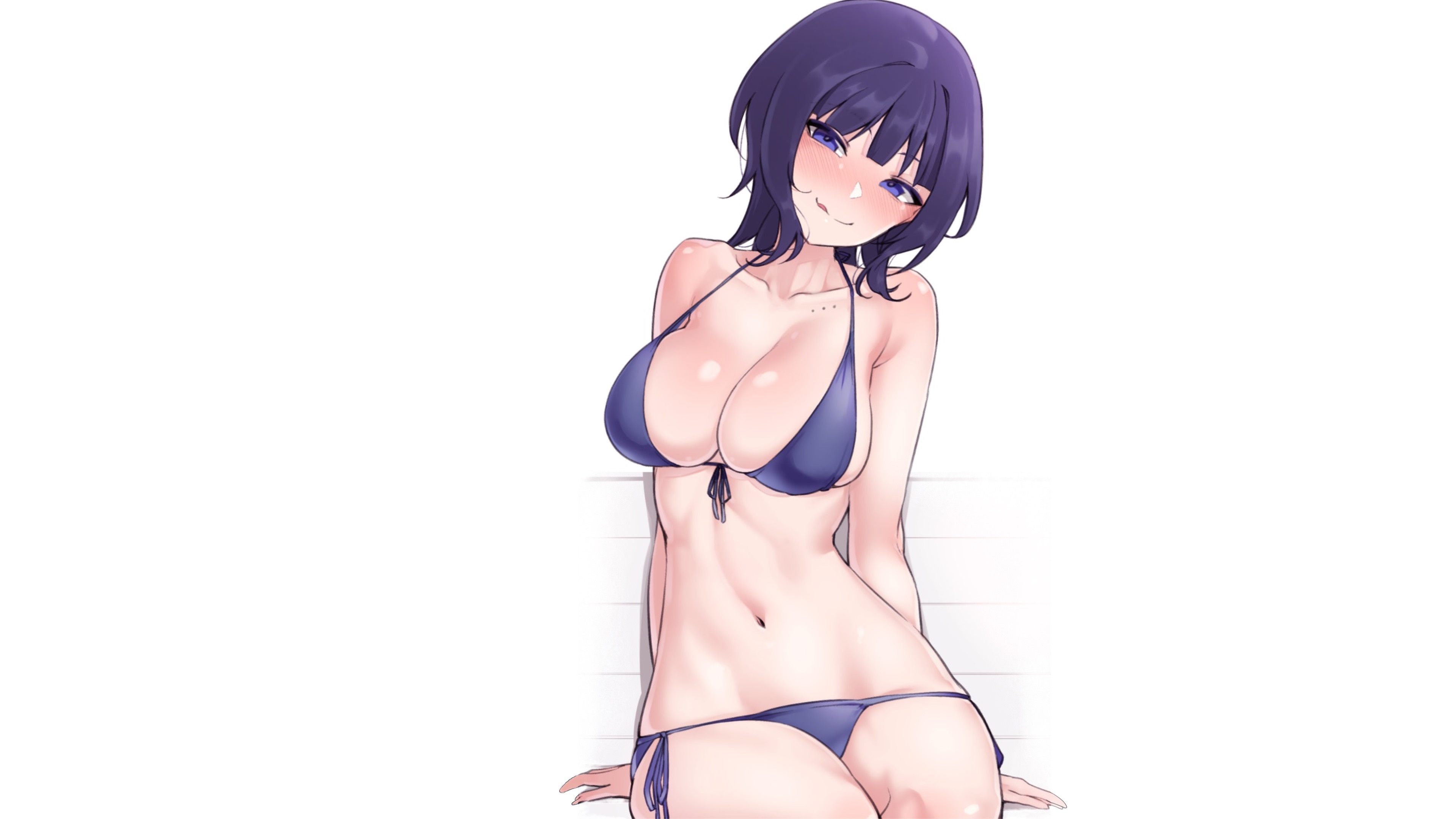 Скачать обои girl, hot, sexy, Anime, pretty, purple, bikini, shy, раздел  сэйнэн в разрешении 3840x2160